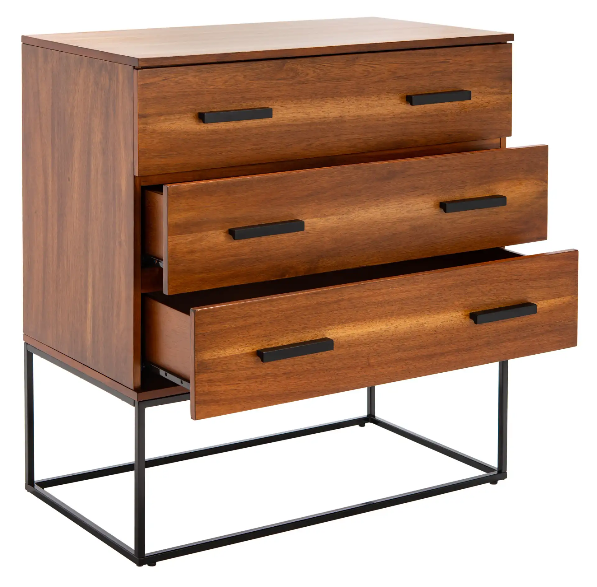 Marquise Three-Drawer Chest in Brown, detail view