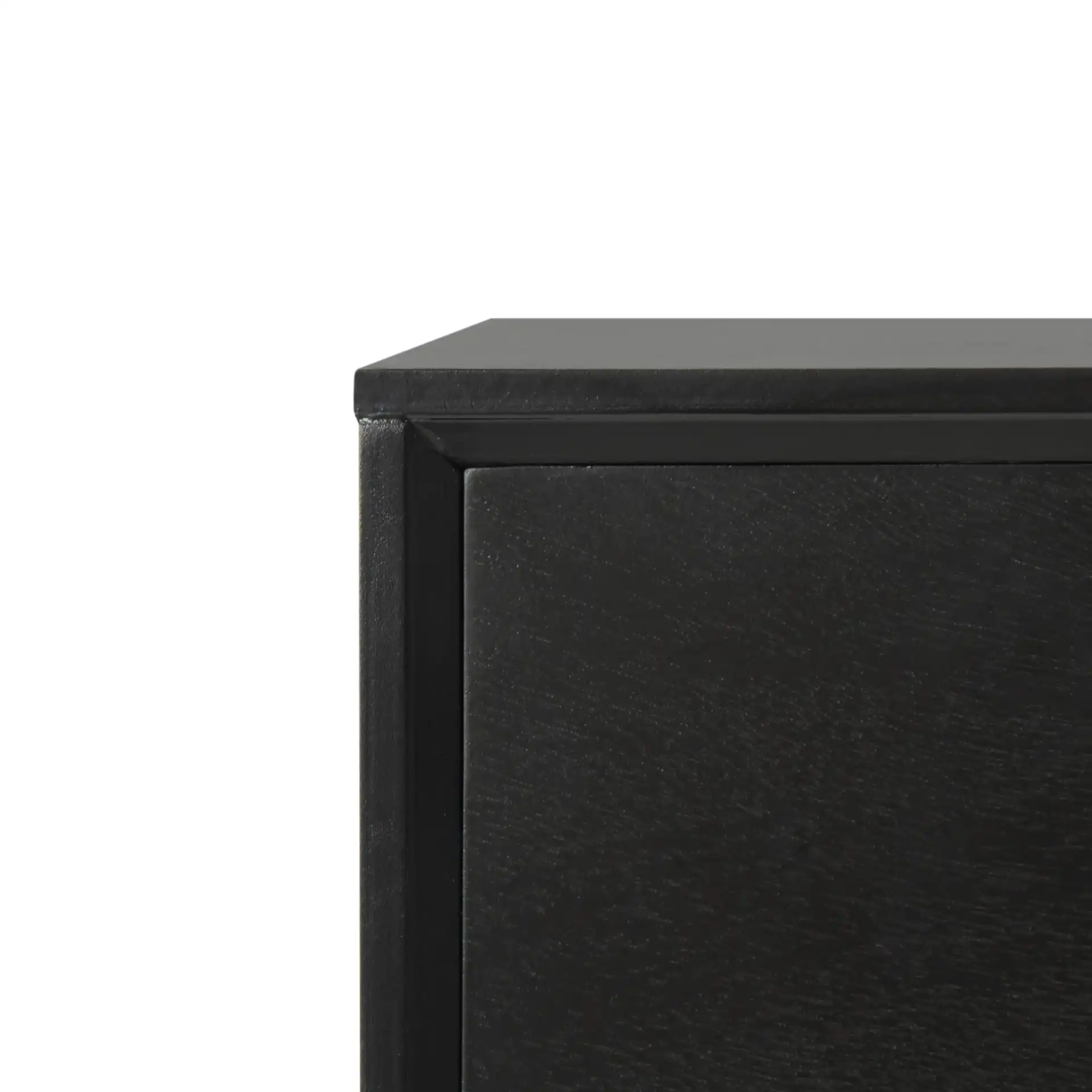 Pomona Three-Drawer Accent Table in Black in a styled room
