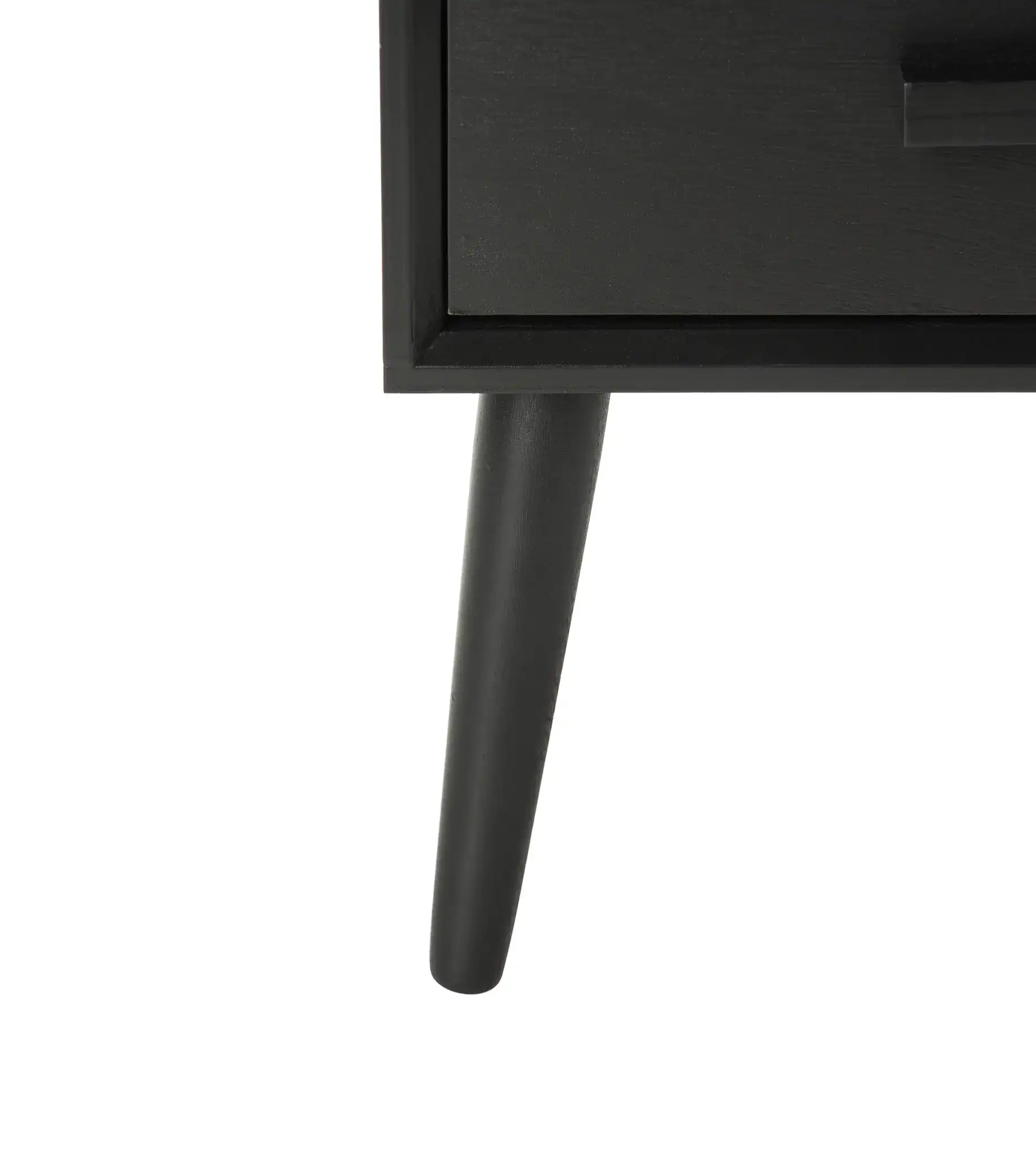 Pomona Three-Drawer Accent Table in Black, detail view