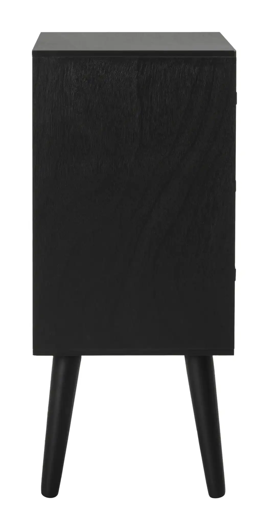 Pomona Three-Drawer Accent Table in Black, detail view