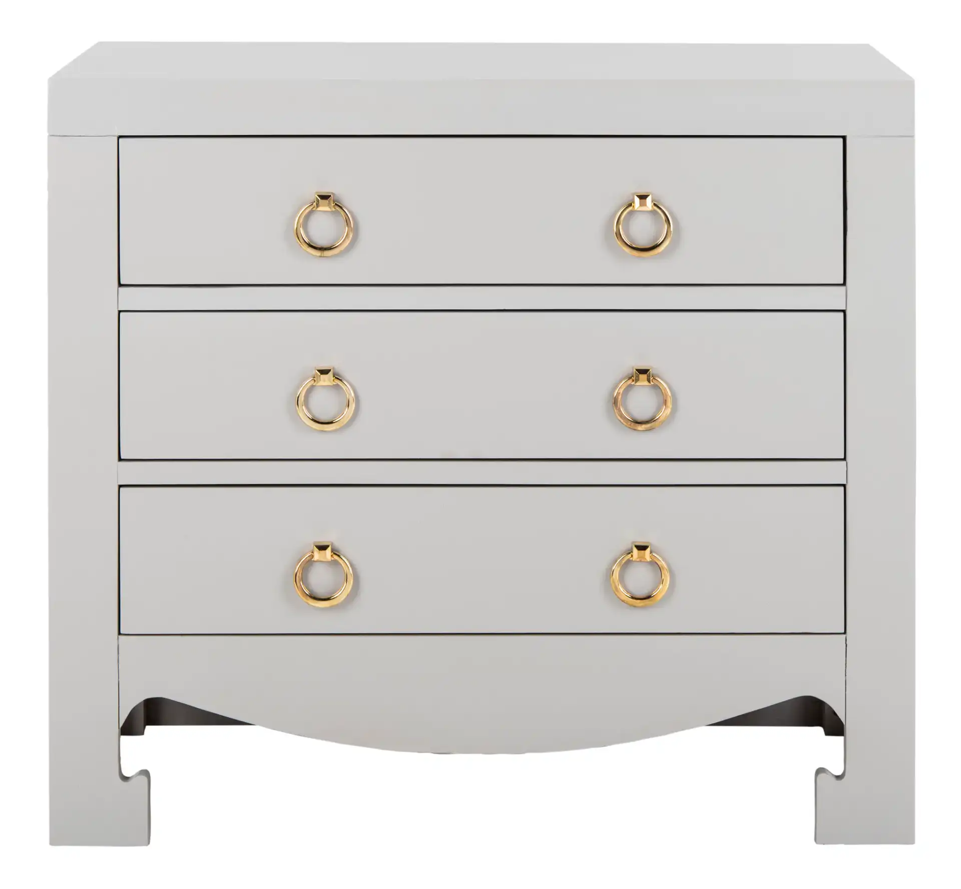 Dion Three-Drawer Chest in Gray / Gold