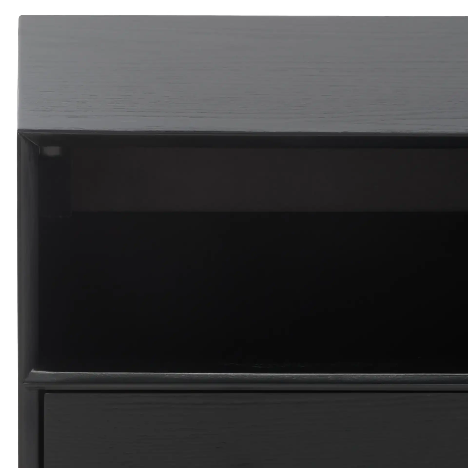 Scully Two-Drawer One-Shelf Chest in Medium Oak / Antique Gold in a styled room