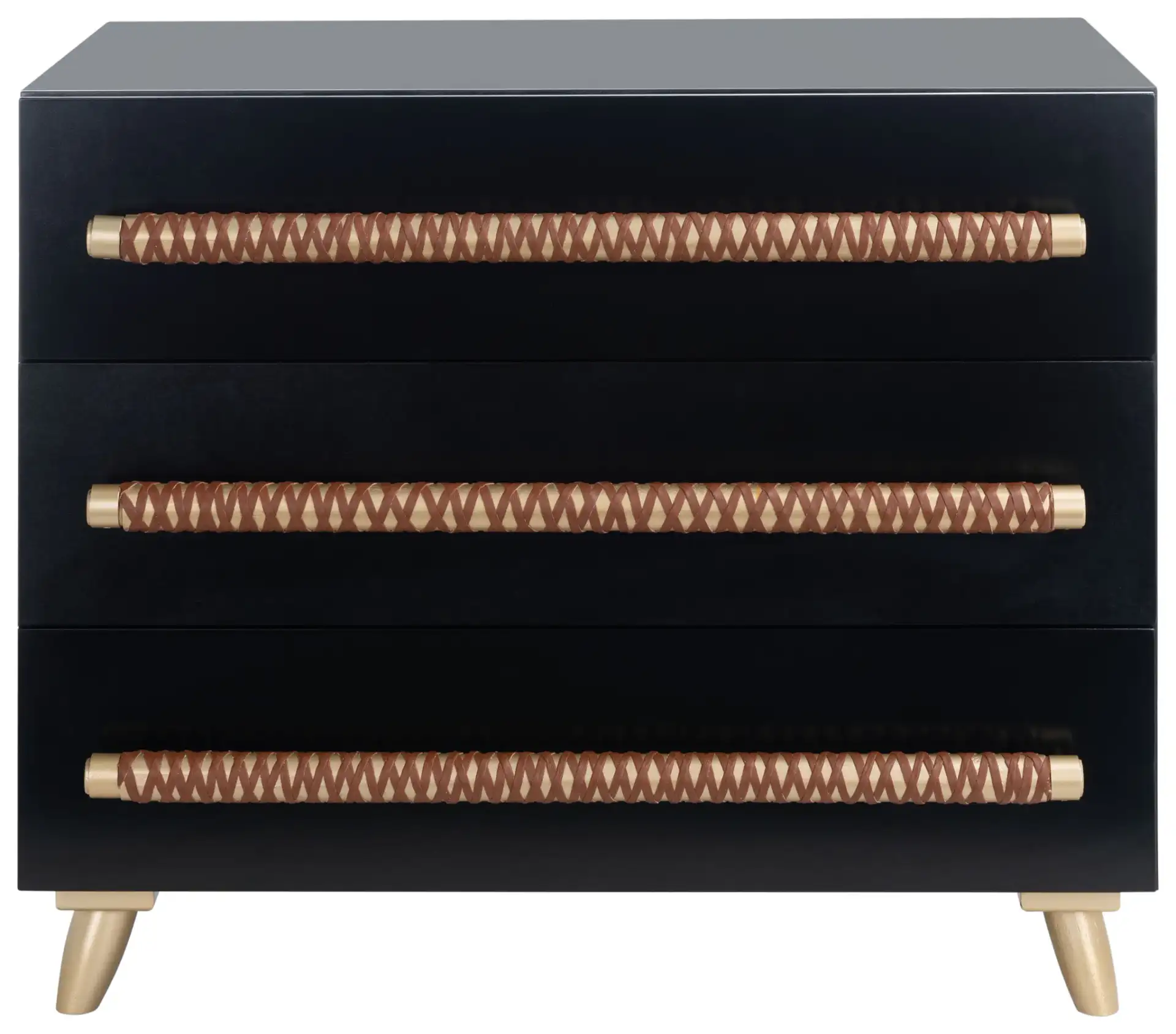 Raquel Three-Drawer Chest in Black / Gold / Brown