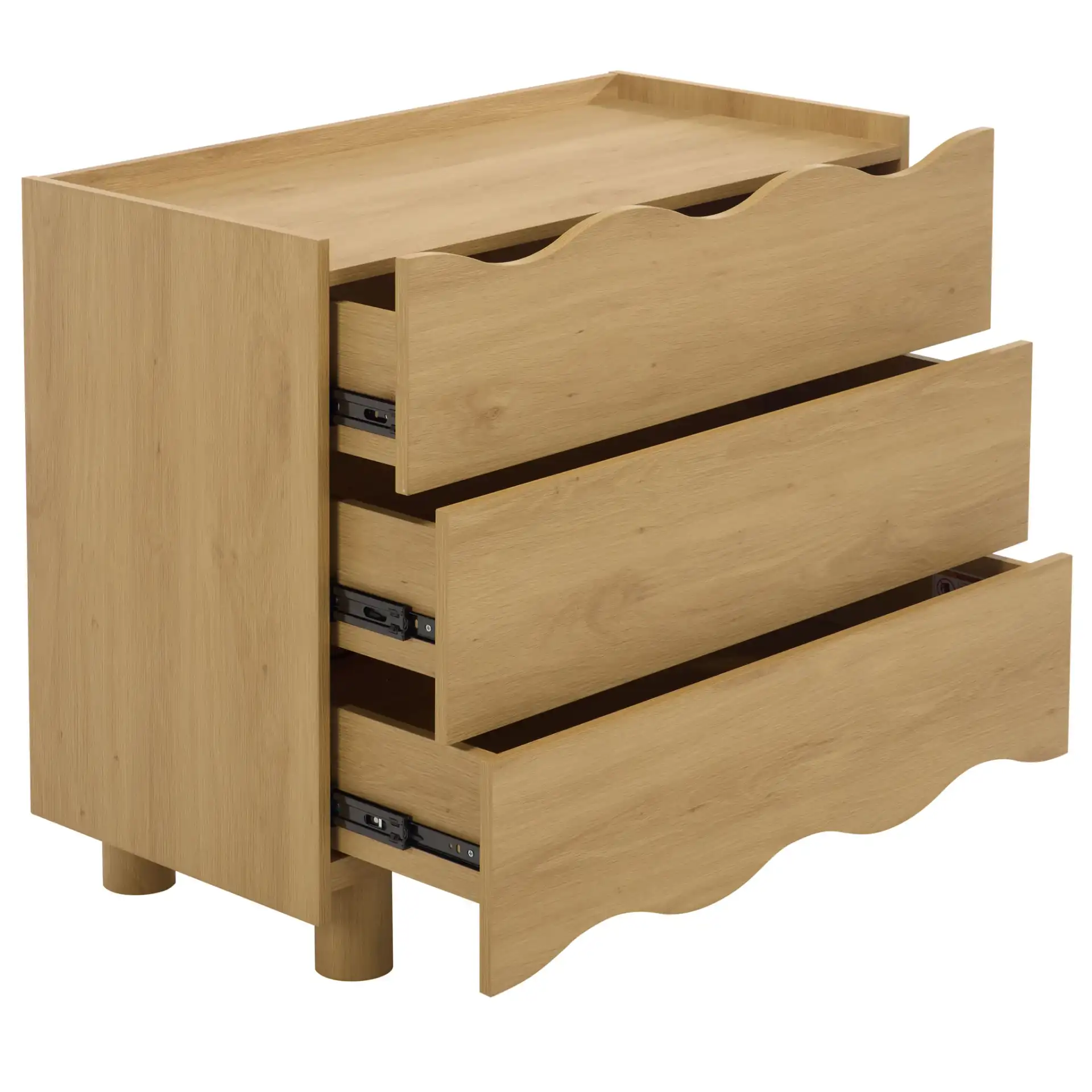 Murilo 3 Drawer Ches in Oak, detail view
