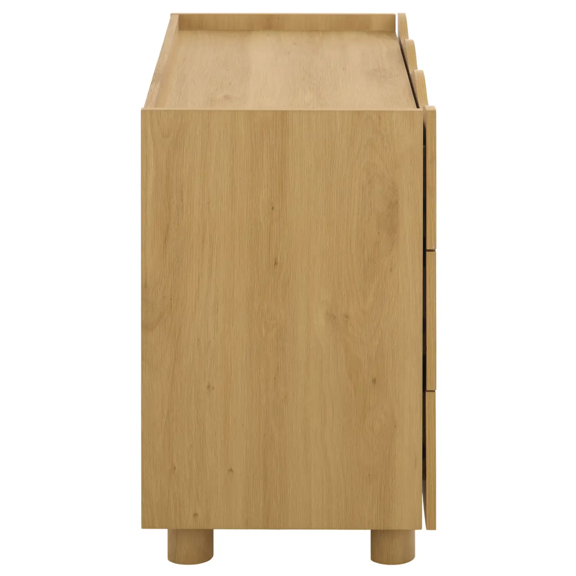 Murilo 3 Drawer Ches in Oak, detail view