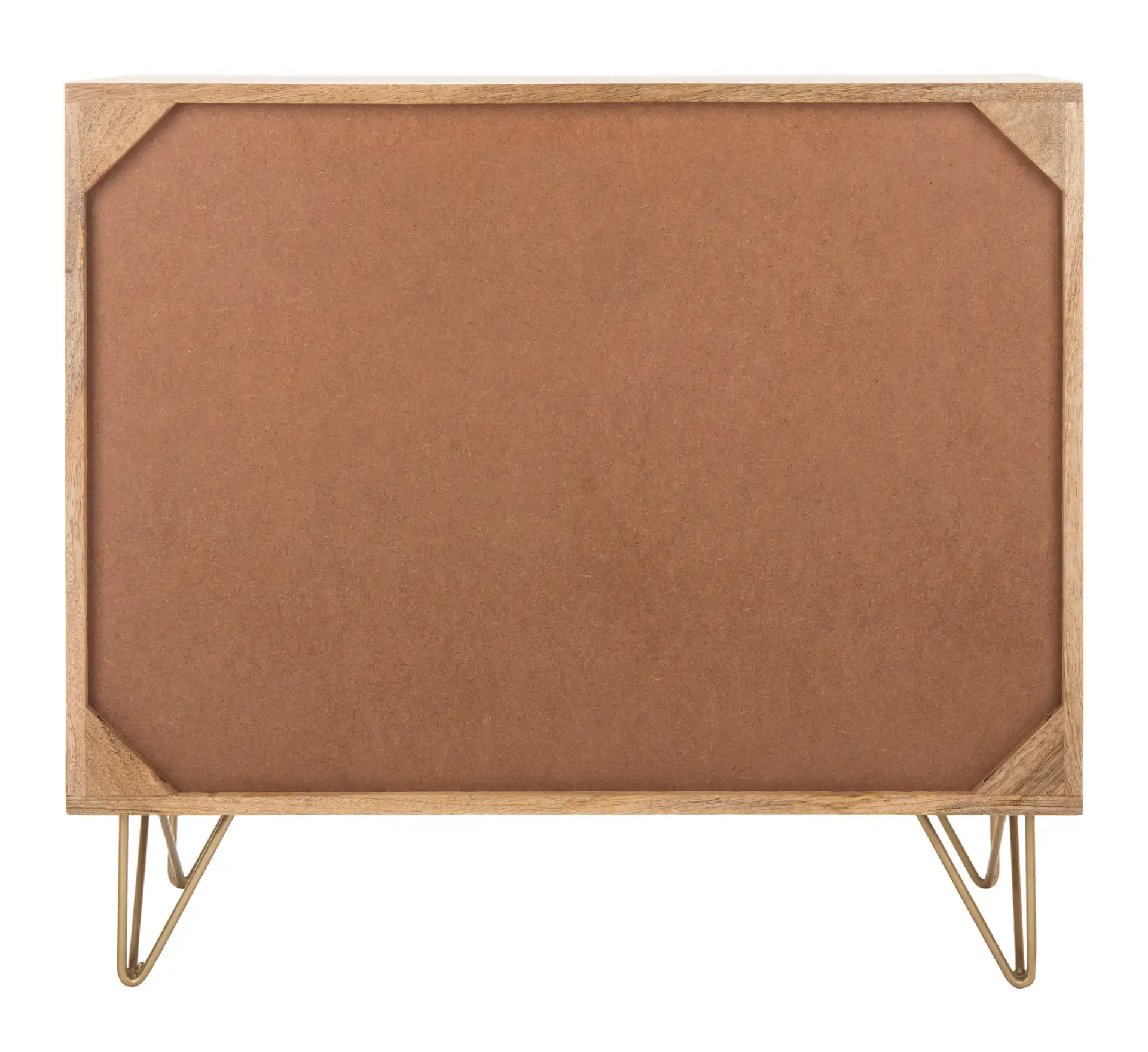 Marigold Three-Drawer Chest in Natural / Brass, detail view
