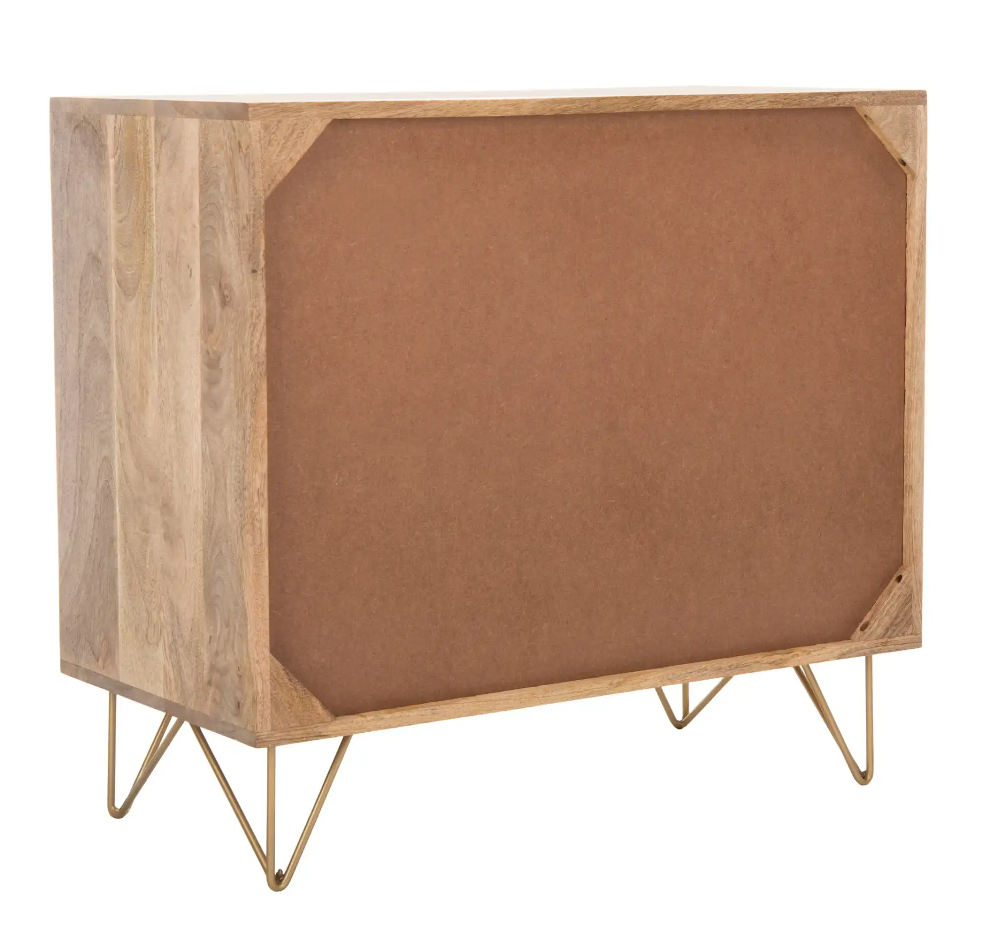Marigold Three-Drawer Chest in Natural / Brass, detail view