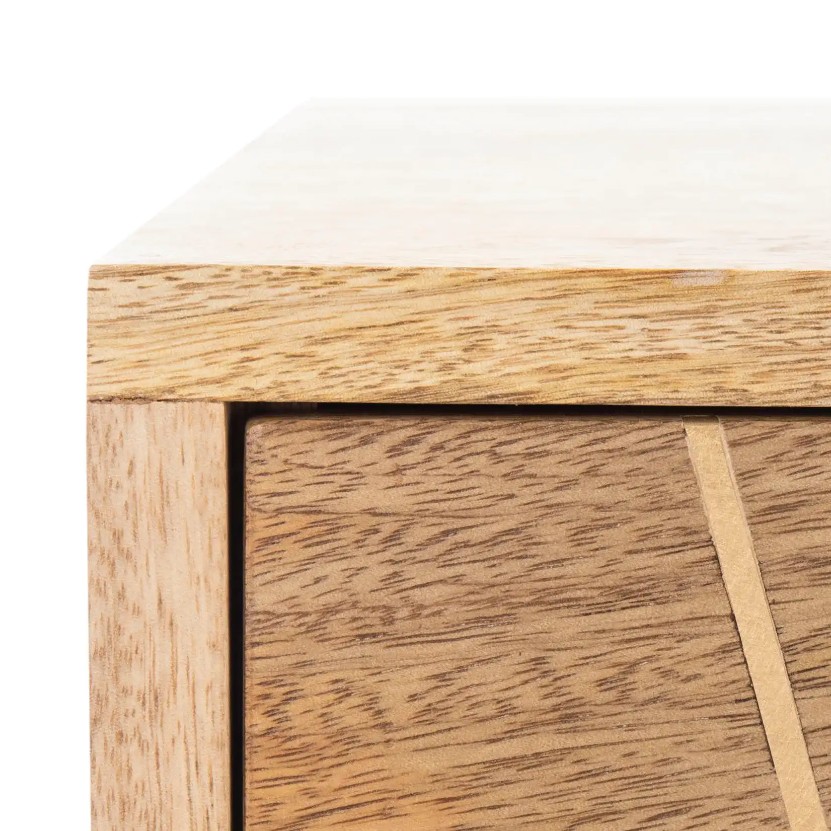 Marigold Three-Drawer Chest in Natural / Brass in a styled room