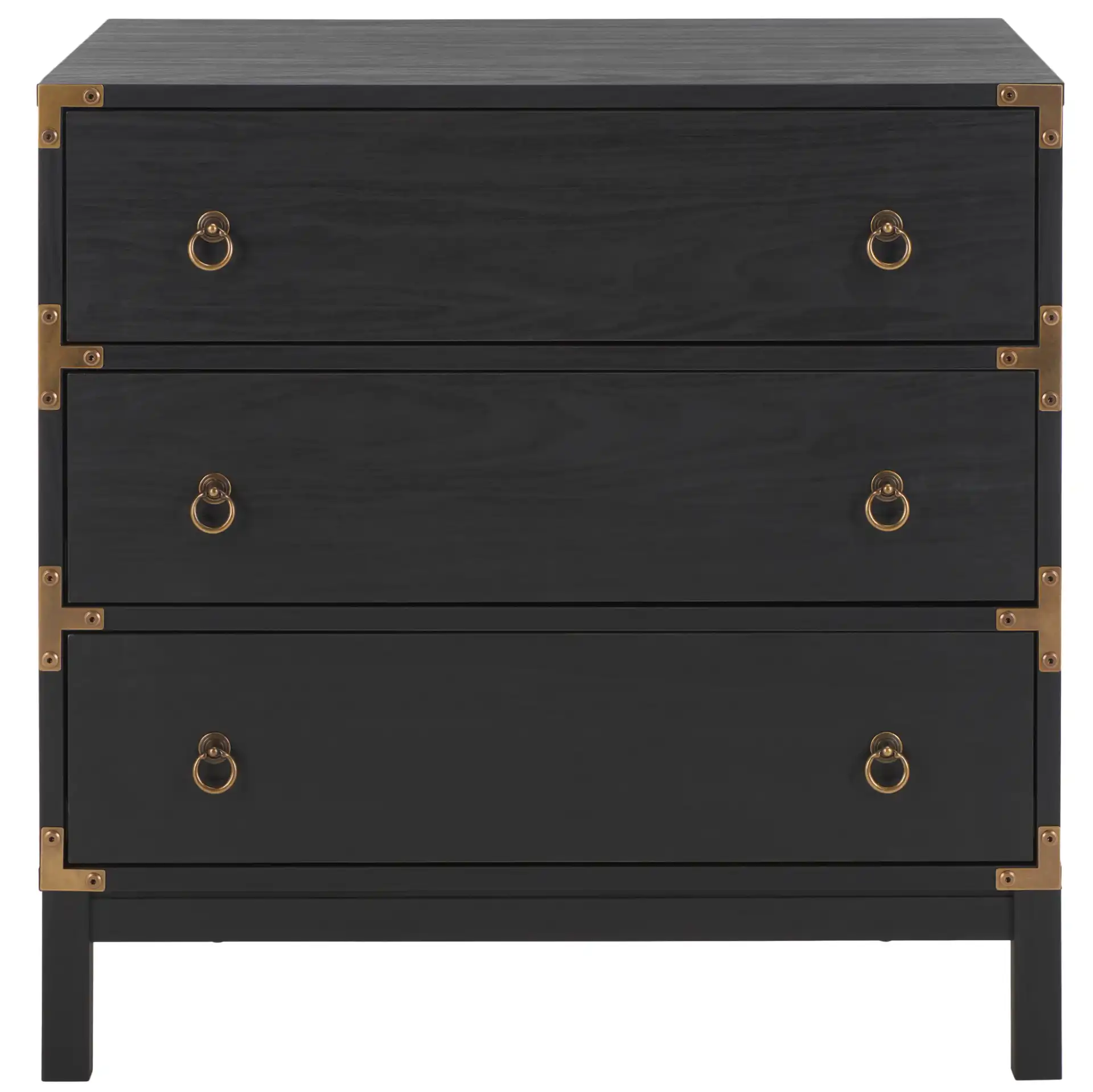 Galio Three-Drawer Chest in Black / Gold