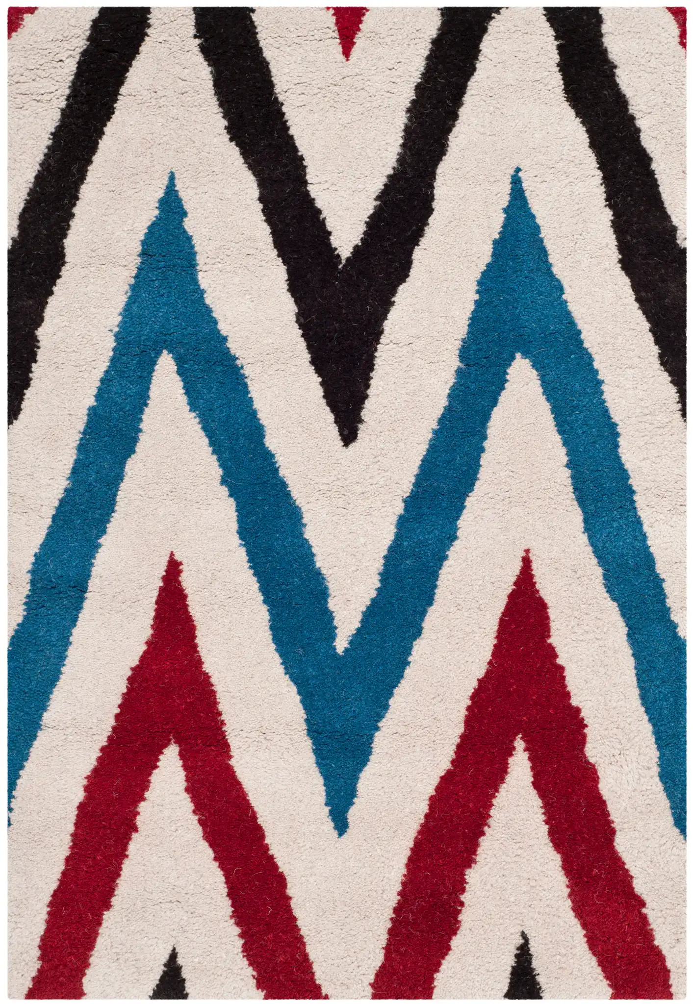 Chatham Sharp Chevron Hand-Tufted Wool Rug in Ivory / Multicolor, detail view