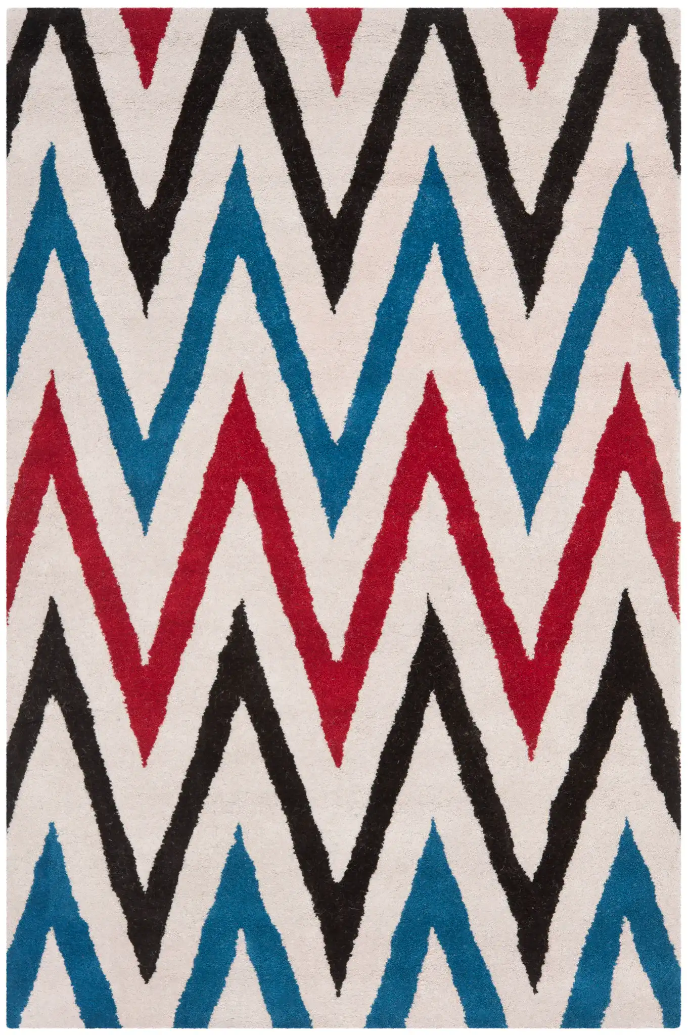 Chatham Sharp Chevron Hand-Tufted Wool Rug in Ivory / Multicolor, detail view