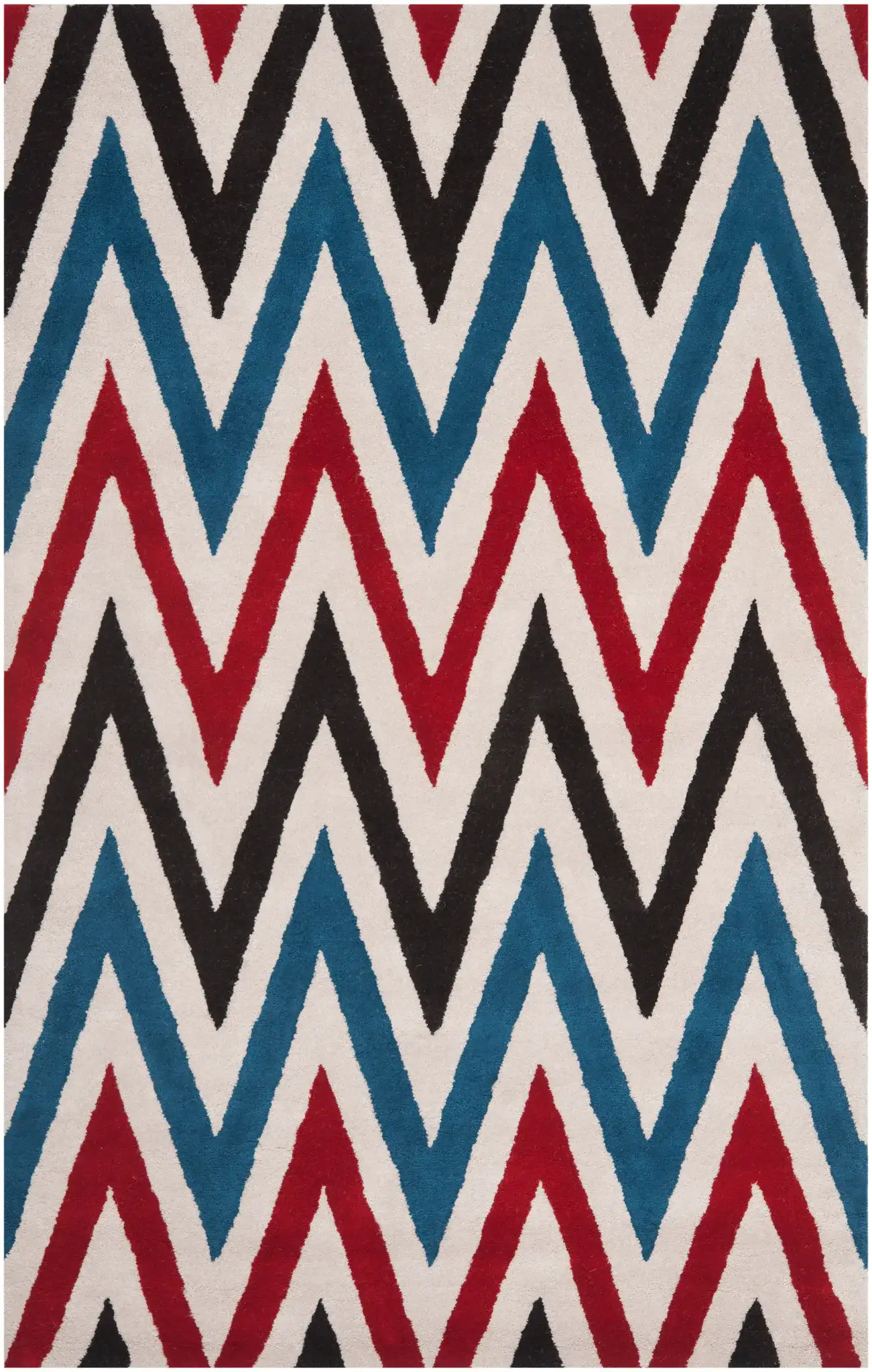 Chatham Sharp Chevron Hand-Tufted Wool Rug in Ivory / Multicolor, detail view