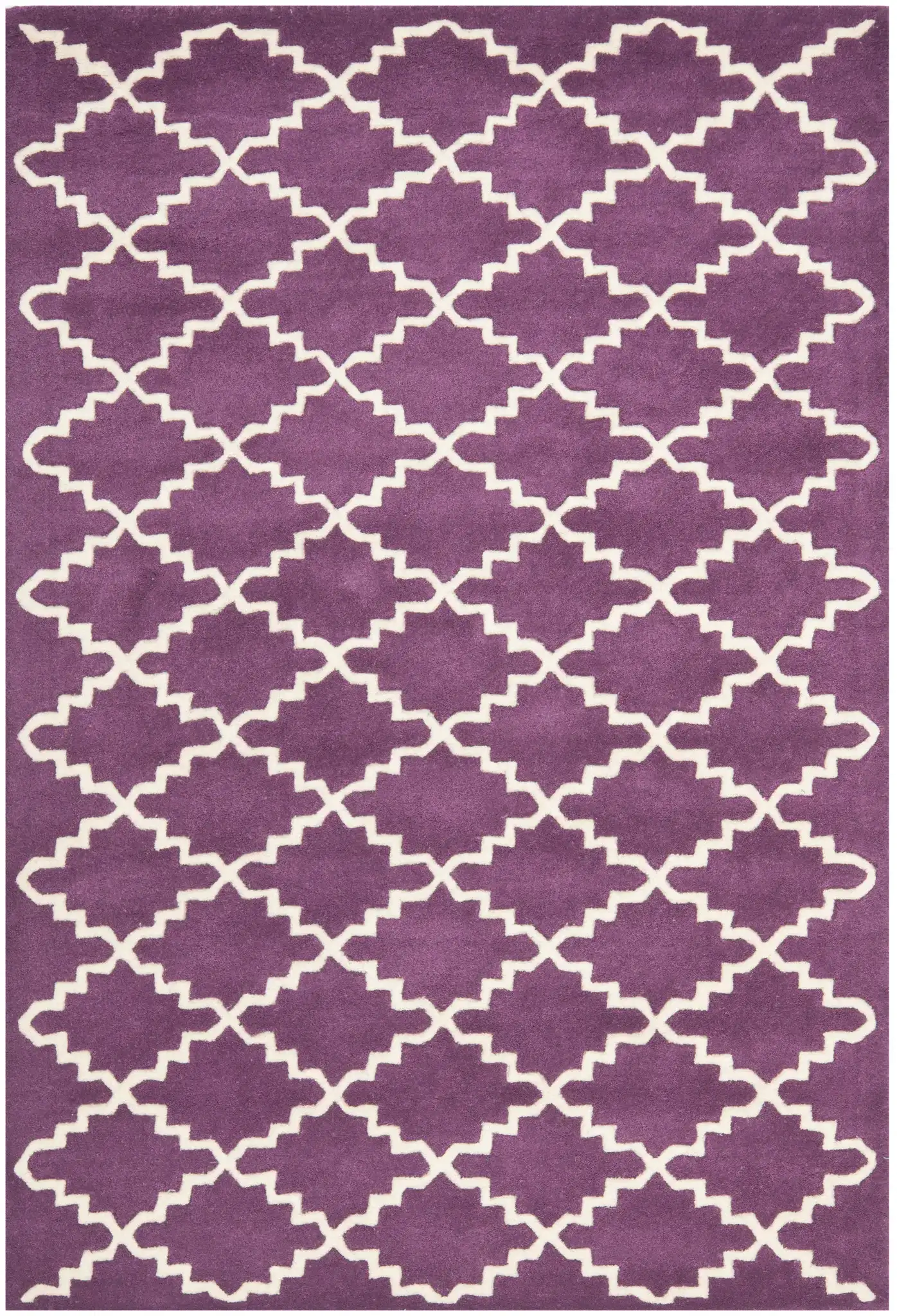 Chatham Stepped Trellis Hand-Tufted Wool Rug in Purple / Ivory