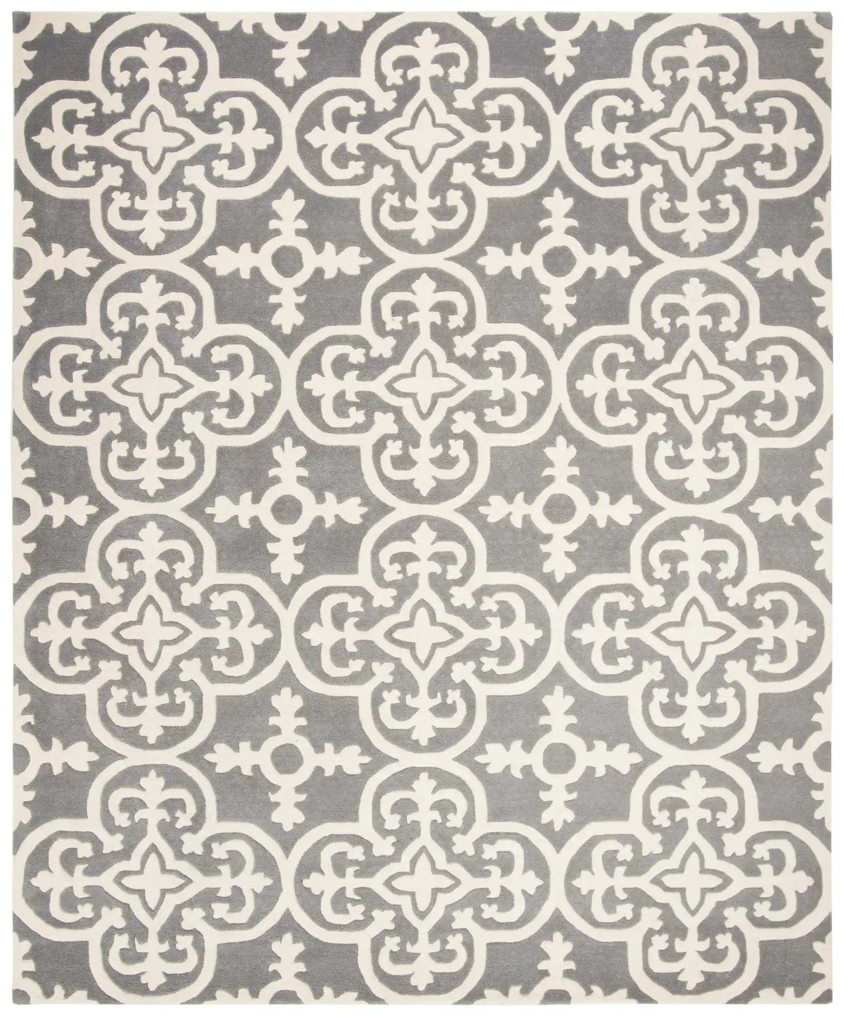 Chatham Tile Trellis Hand-Tufted Wool Rug in Dark Gray / Ivory