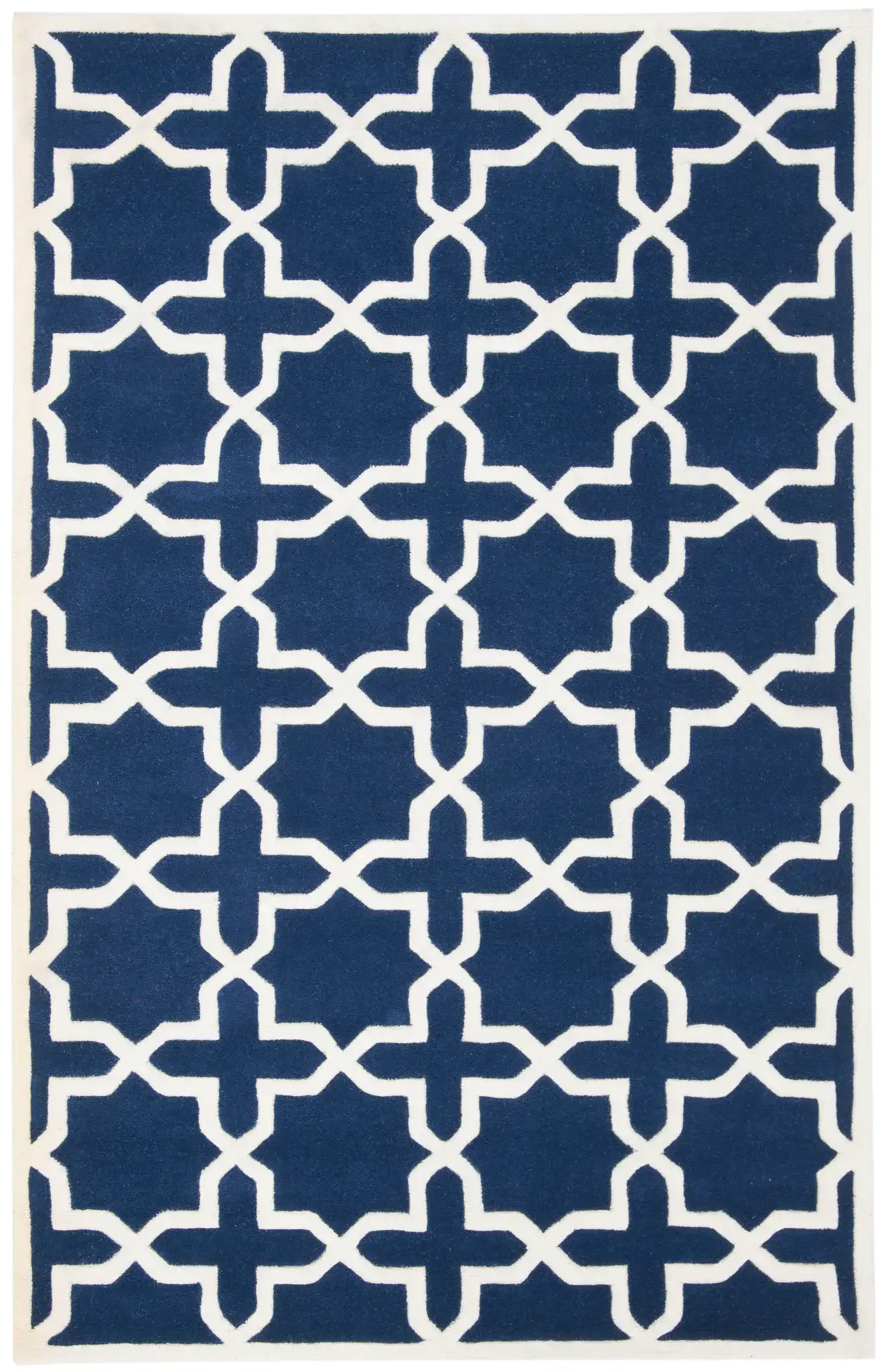 Chatham Star Lattice Hand-Tufted Wool Rug in Dark Blue / Ivory