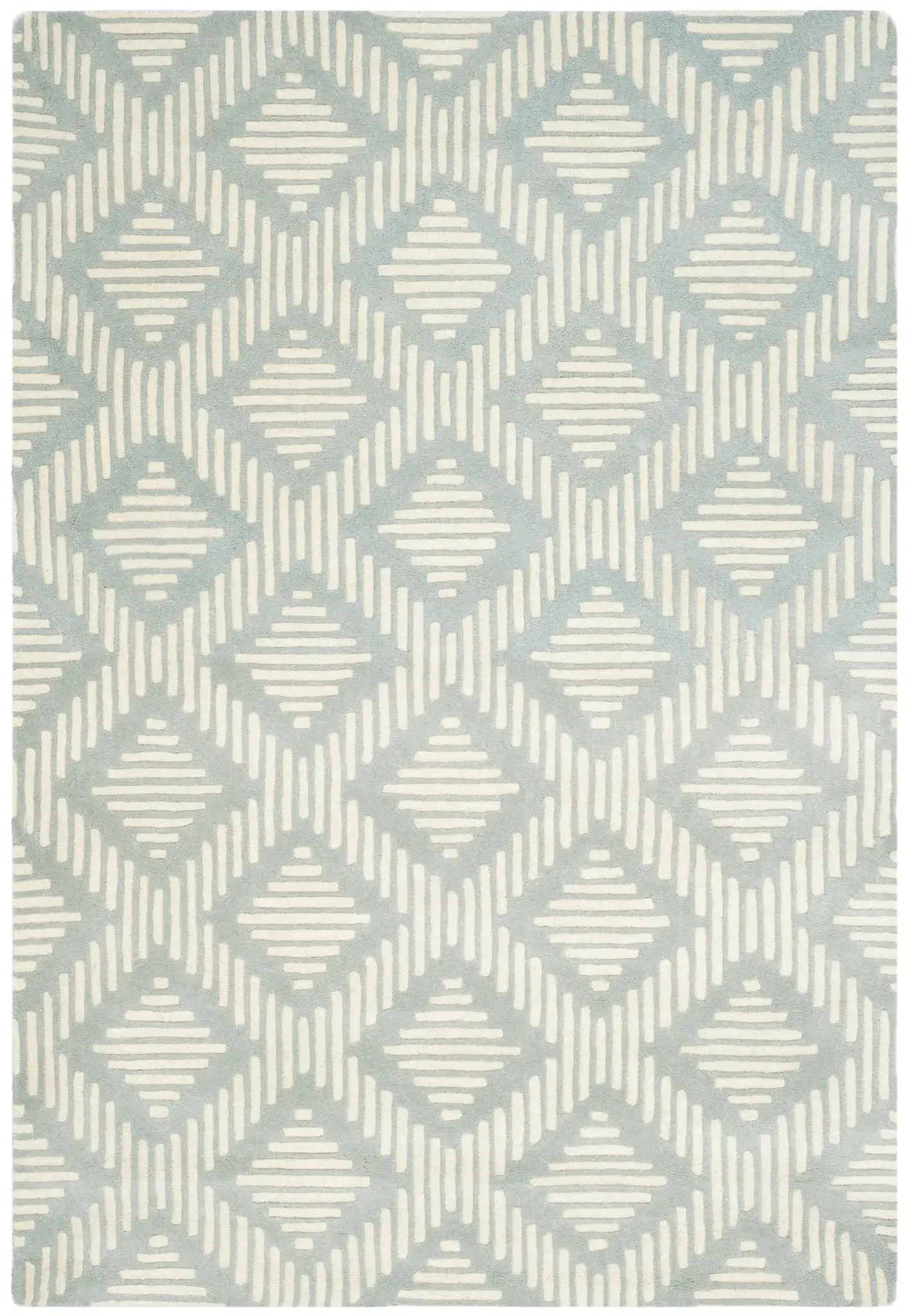 Chatham Dashed Diamond Hand-Tufted Wool Rug in Gray / Ivory