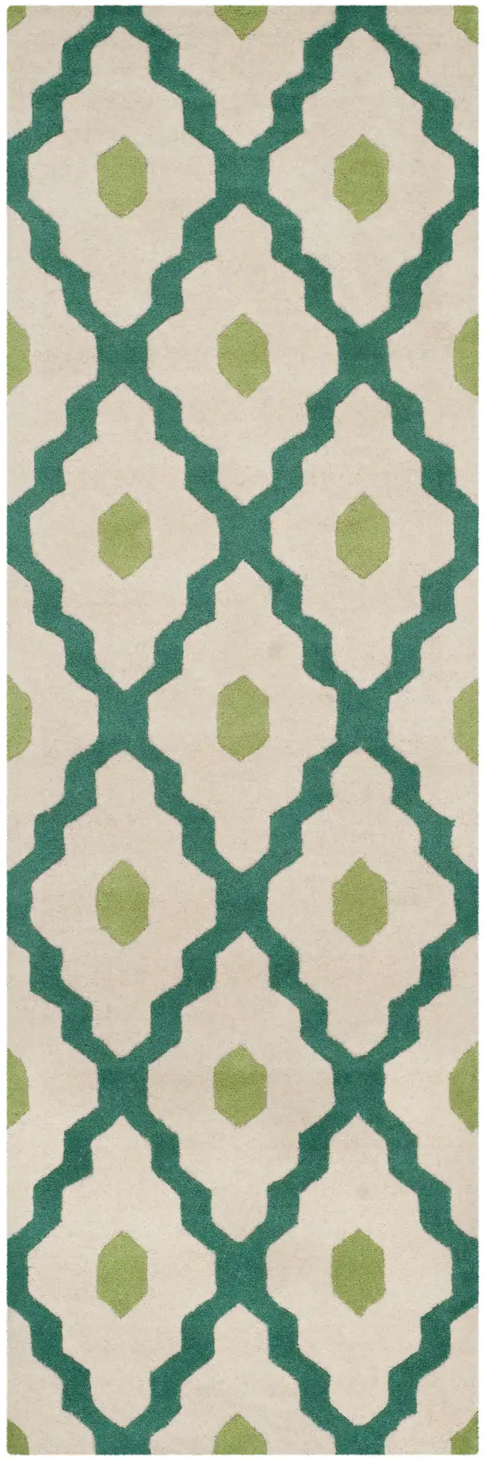 Chatham Ogee Hand-Tufted Wool Rug in Ivory / Teal