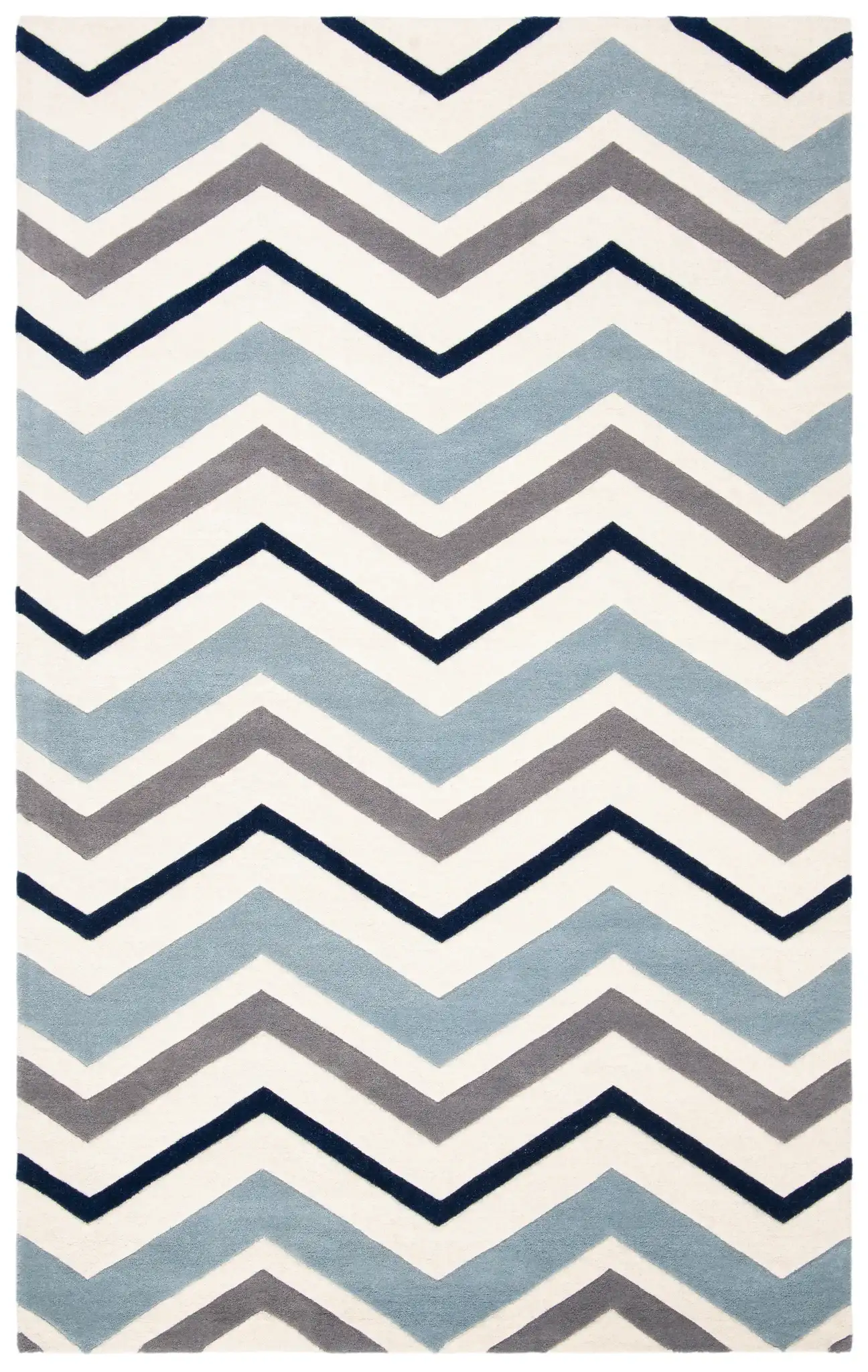 Chatham Wide Chevron Hand-Tufted Wool Rug in Ivory / Dark Gray