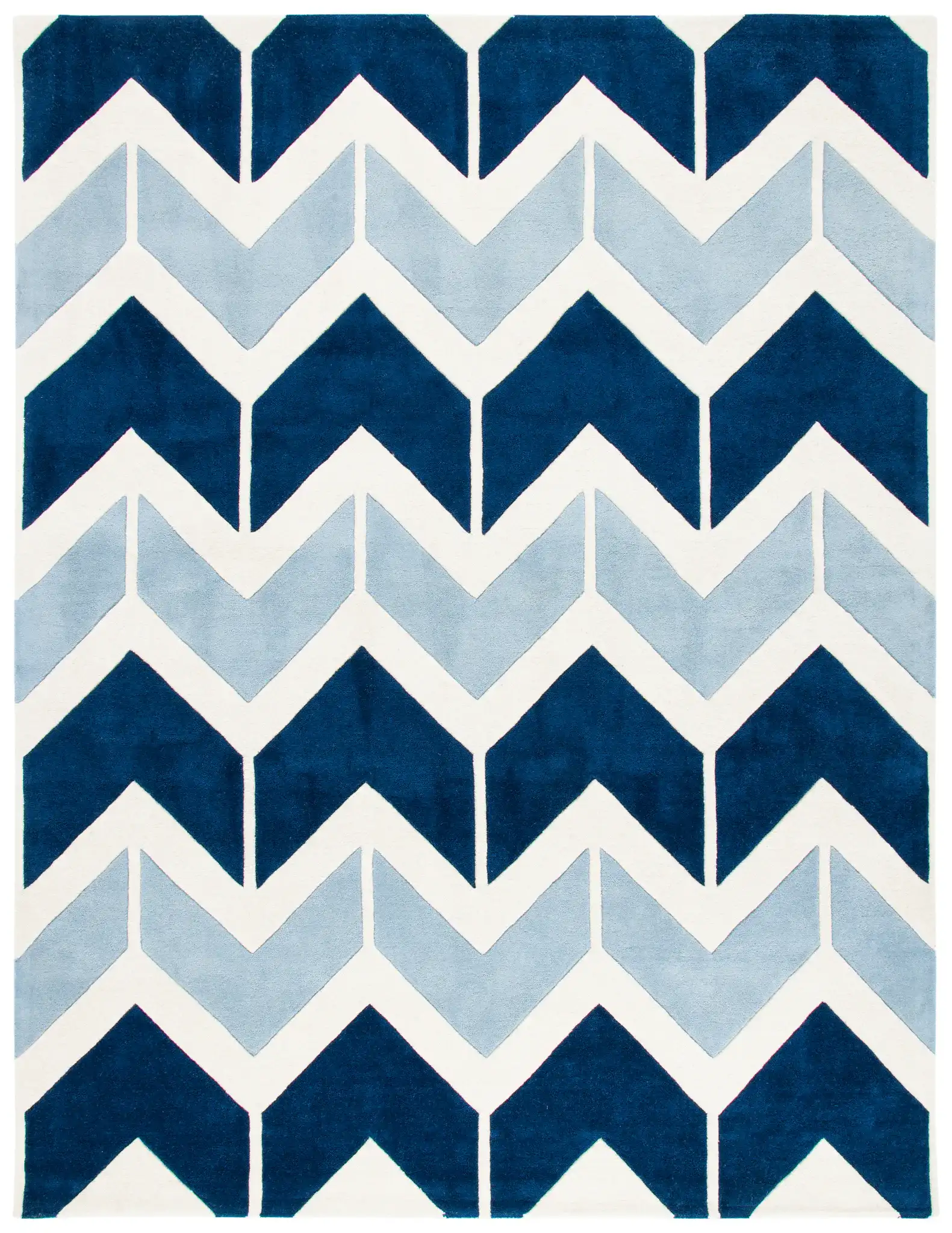 Chatham Arrow Chevron Hand-Tufted Wool Rug in Dark Blue / Light Blue