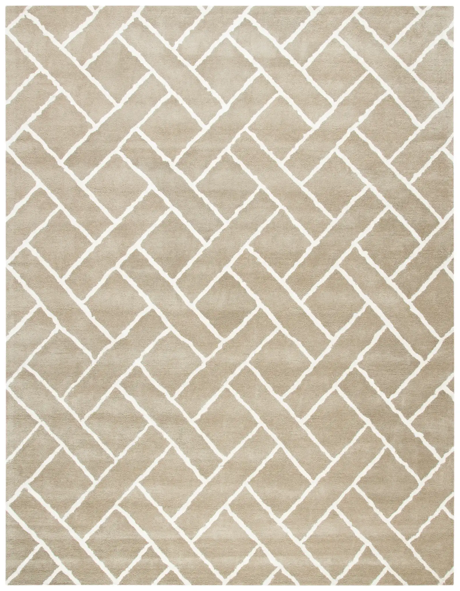Chatham Lattice Hand-Tufted Wool Rug in Beige / Ivory