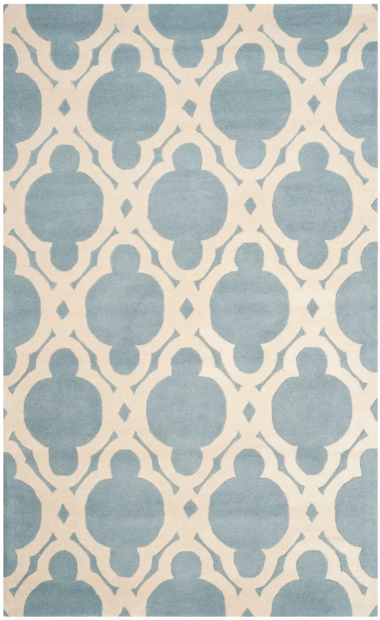 Chatham Moroccan Quatrefoil Hand-Tufted Wool Rug in Blue / Ivory