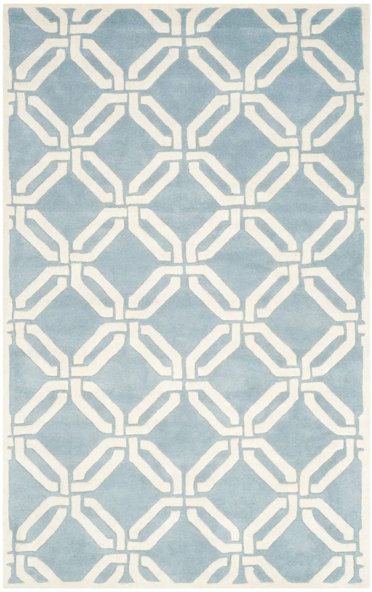 Chatham Interlocking Loop Hand-Tufted Wool Rug in Blue / Ivory