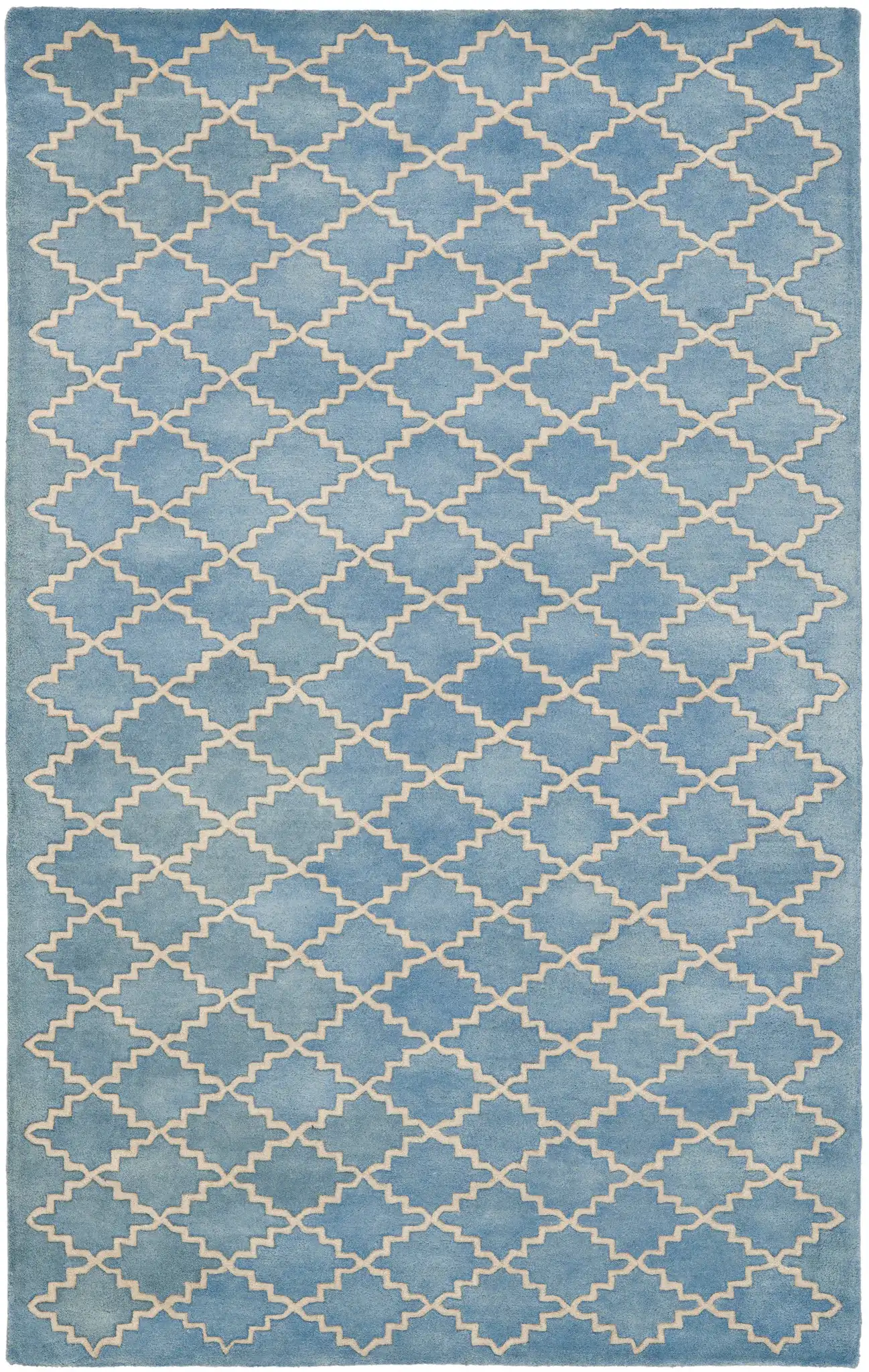 Chatham Notched Trellis Hand-Tufted Wool Rug in Blue Gray