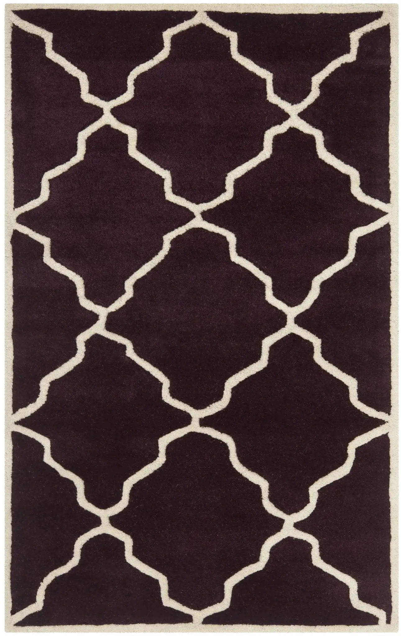 Chatham Stepped Diamond Trellis Hand-Tufted Wool Rug in Dark Purple