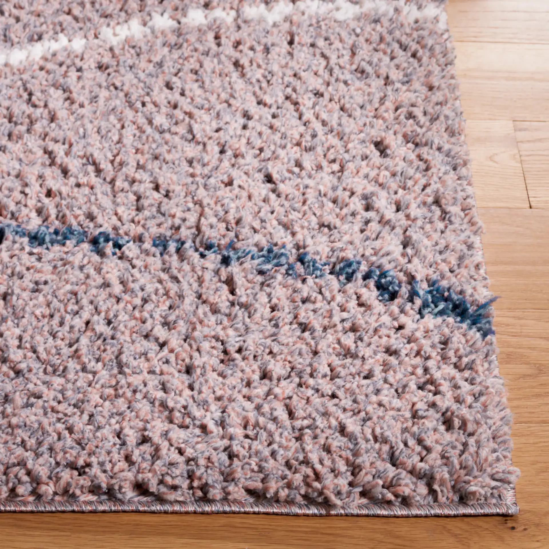 Calico Wave Shag Rug in Taupe / Blue in a styled room