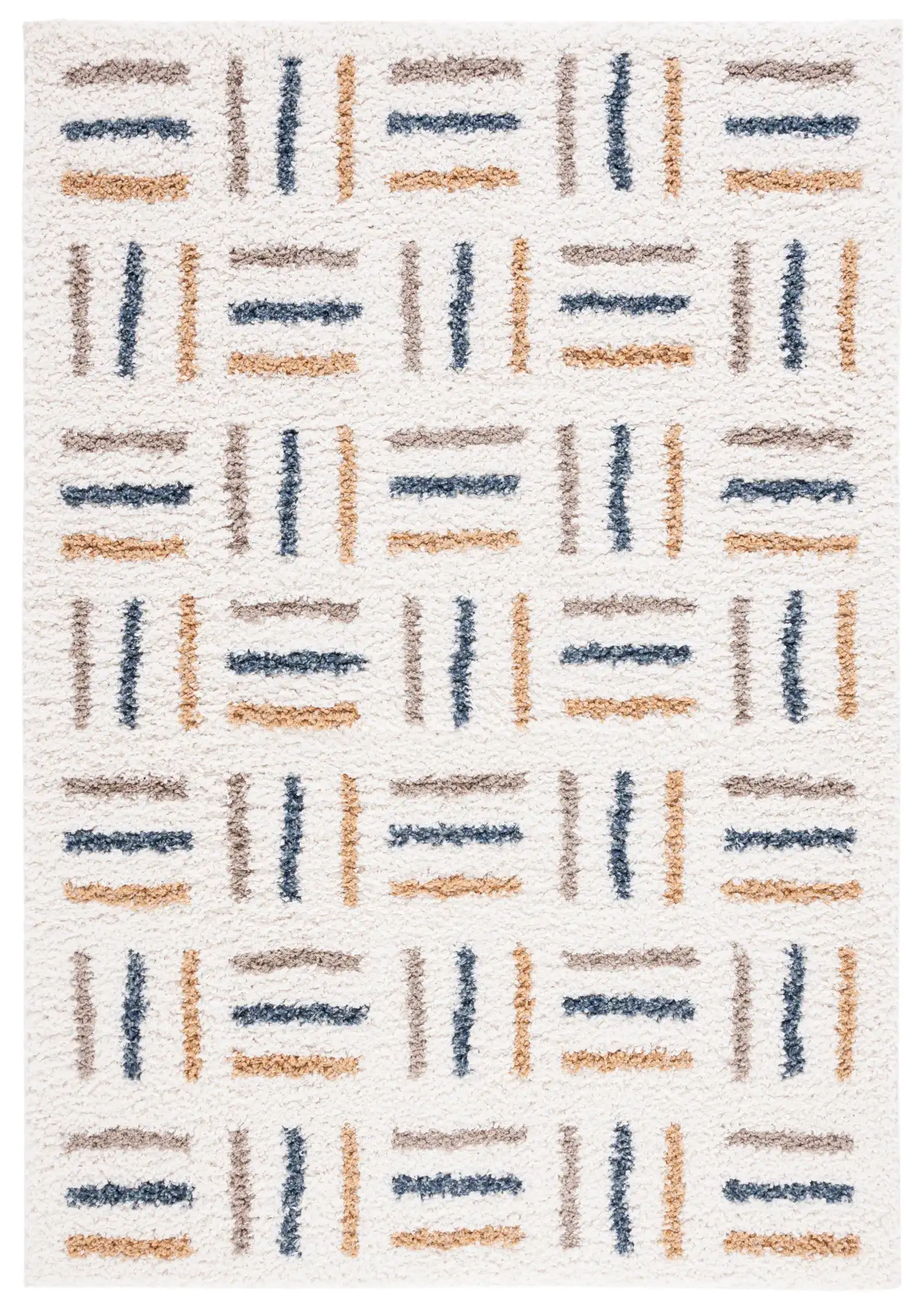 Calico Basketweave Shag Rug in Ivory / Gold