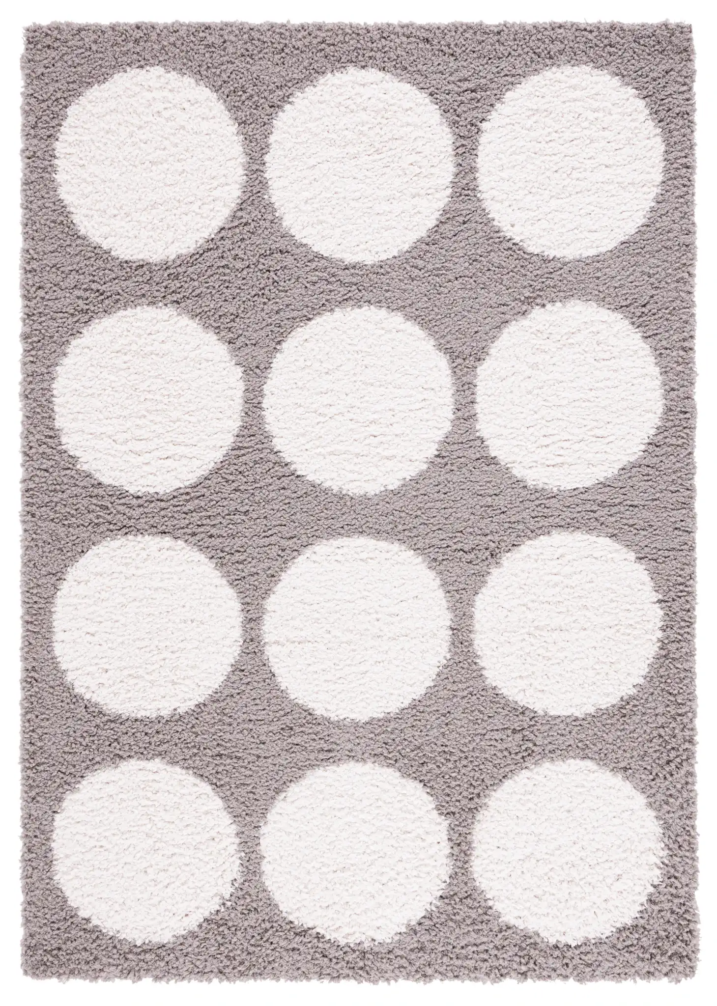 Calico Polka Dot Shag Rug in Gray / Ivory
