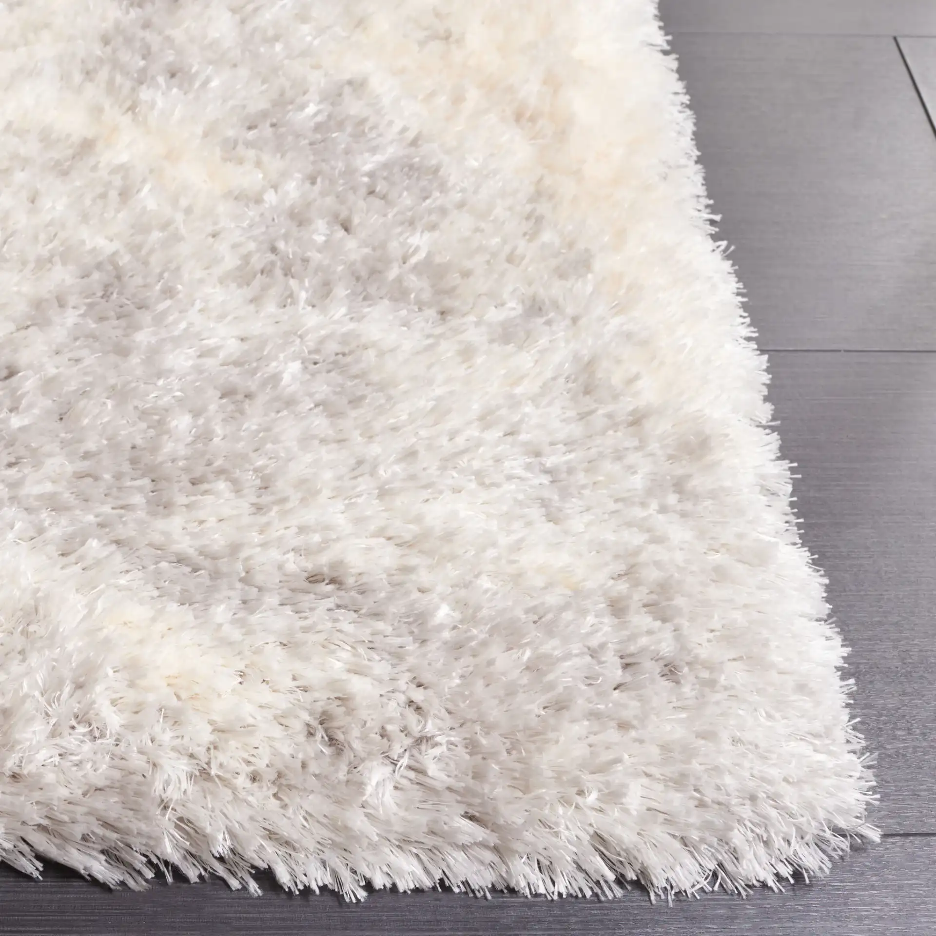 Cloud Clouded Allover Shag Rug in Ivory / Gray in a styled room