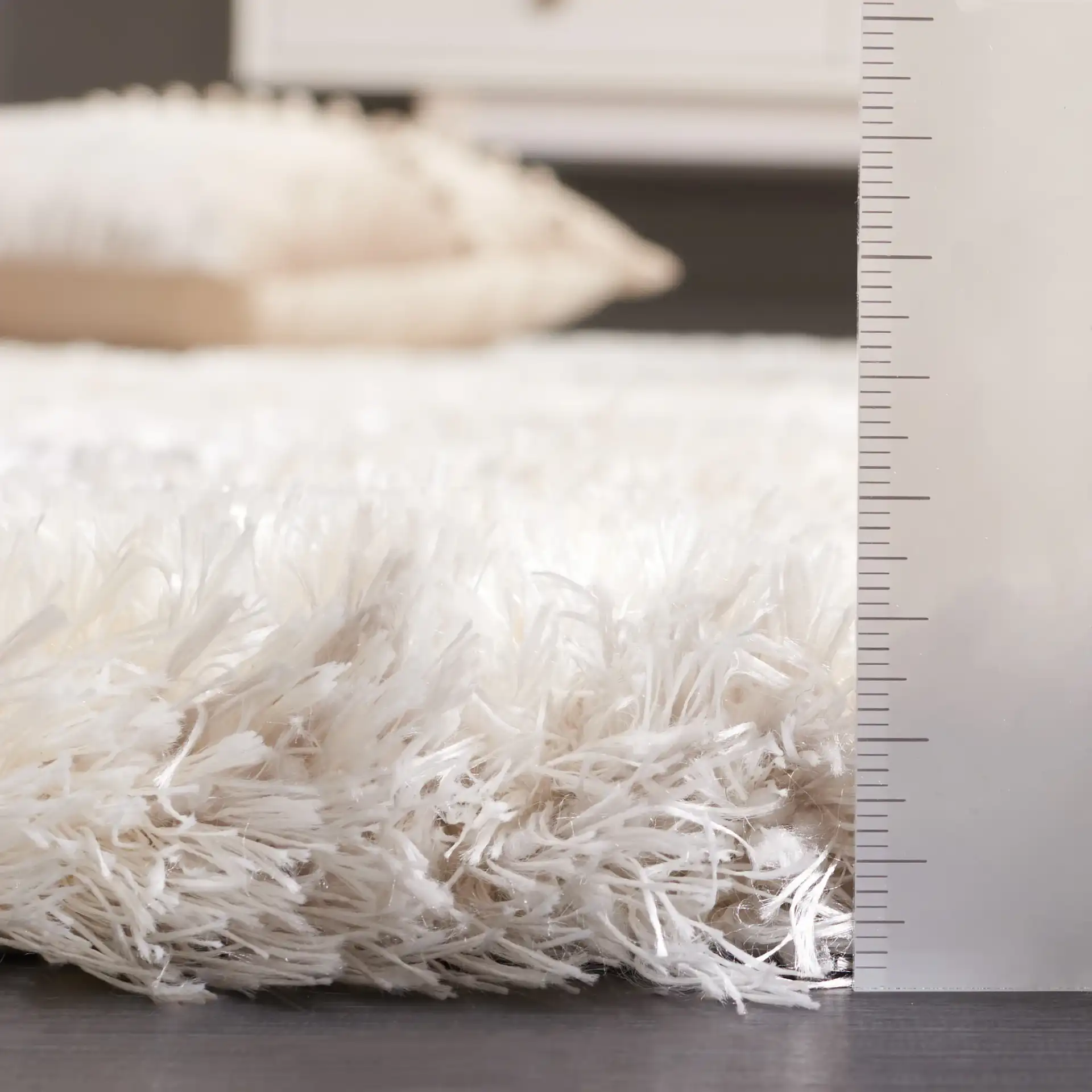 Cloud Clouded Allover Shag Rug in Ivory / Gray in a styled room