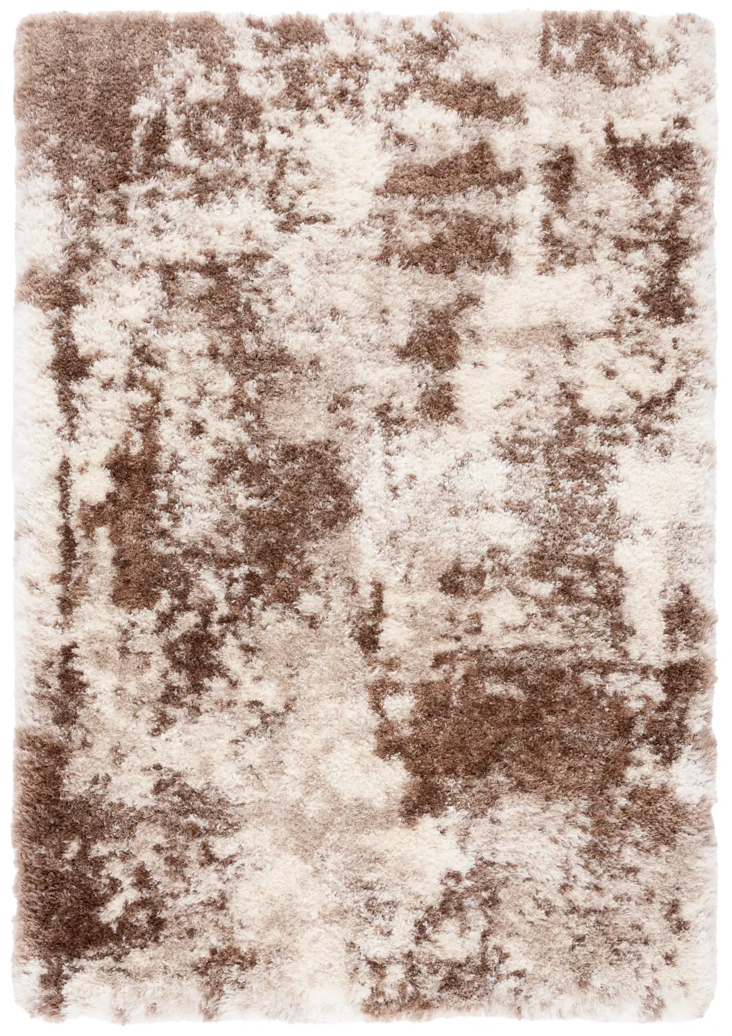 Cloud Abstract Splatter Shag Rug in Ivory / Brown