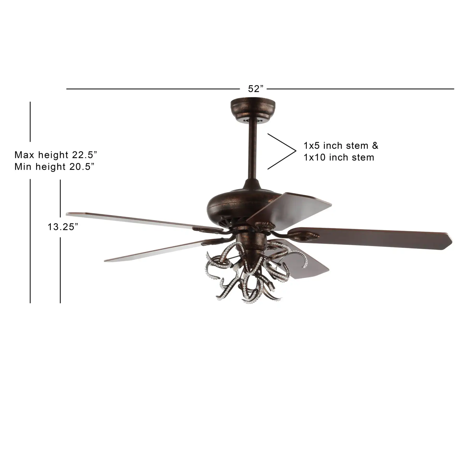 Sensa Ceiling Fan in Rustic Brown, detail view