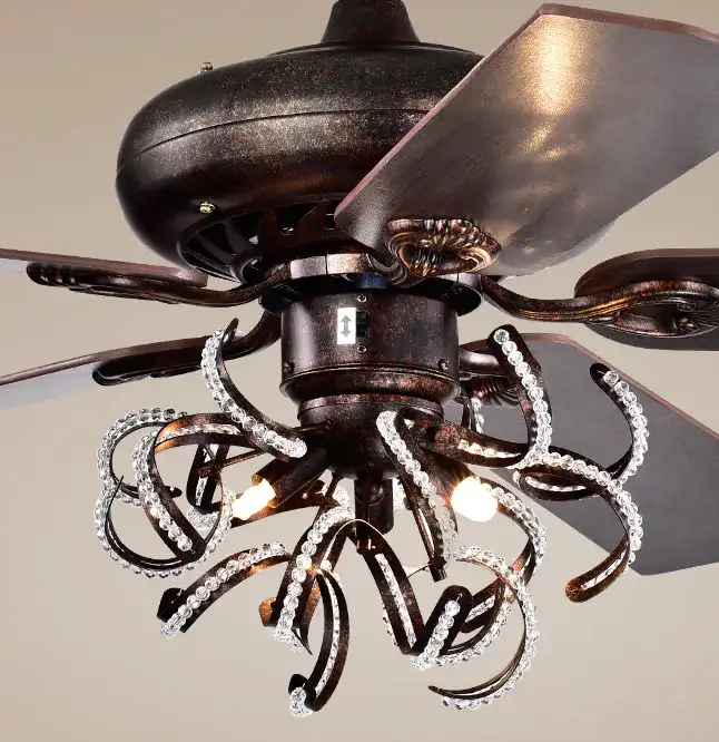 Sensa Ceiling Fan in Rustic Brown in a styled room