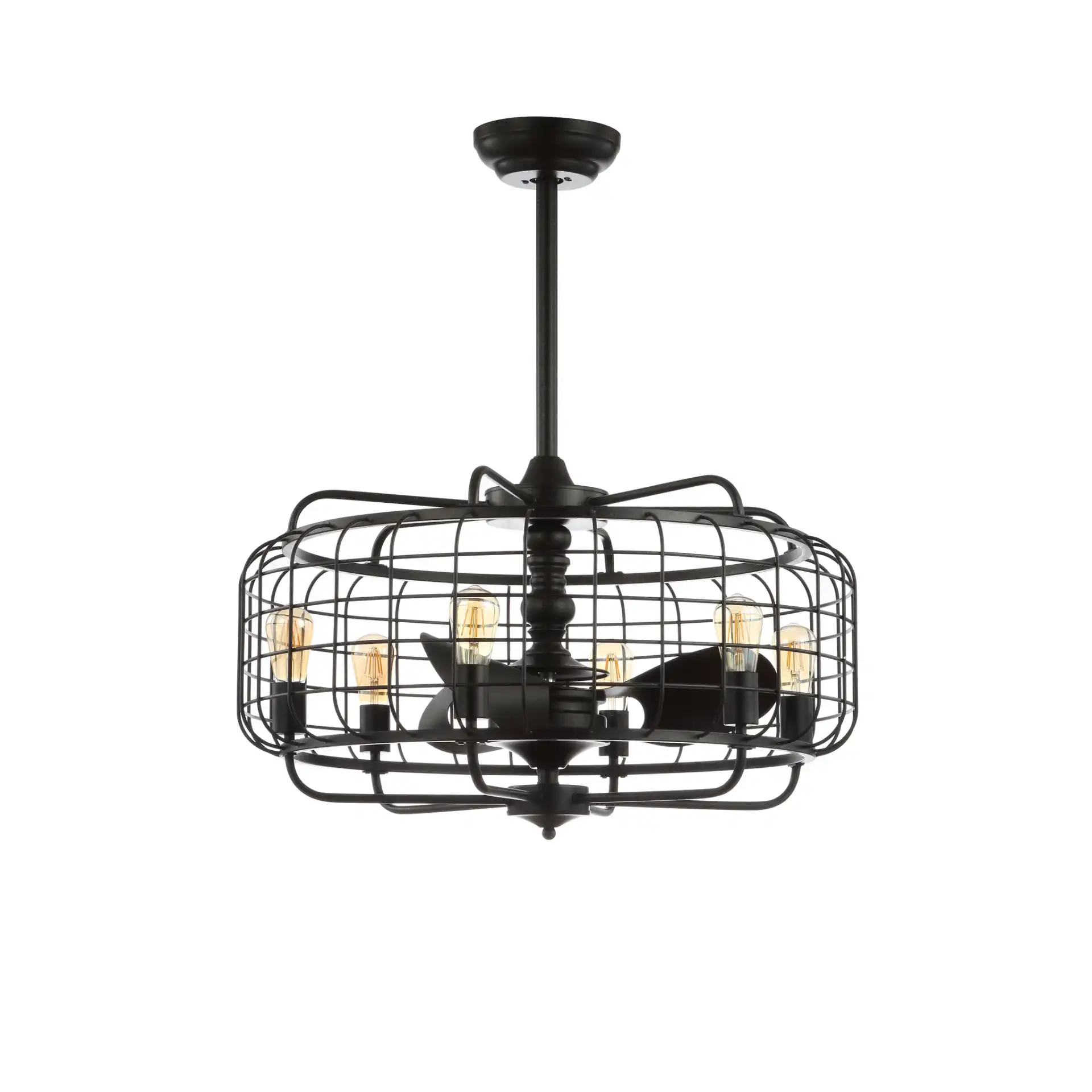 Larsin Six-Light Ceiling Fan in Black, detail view