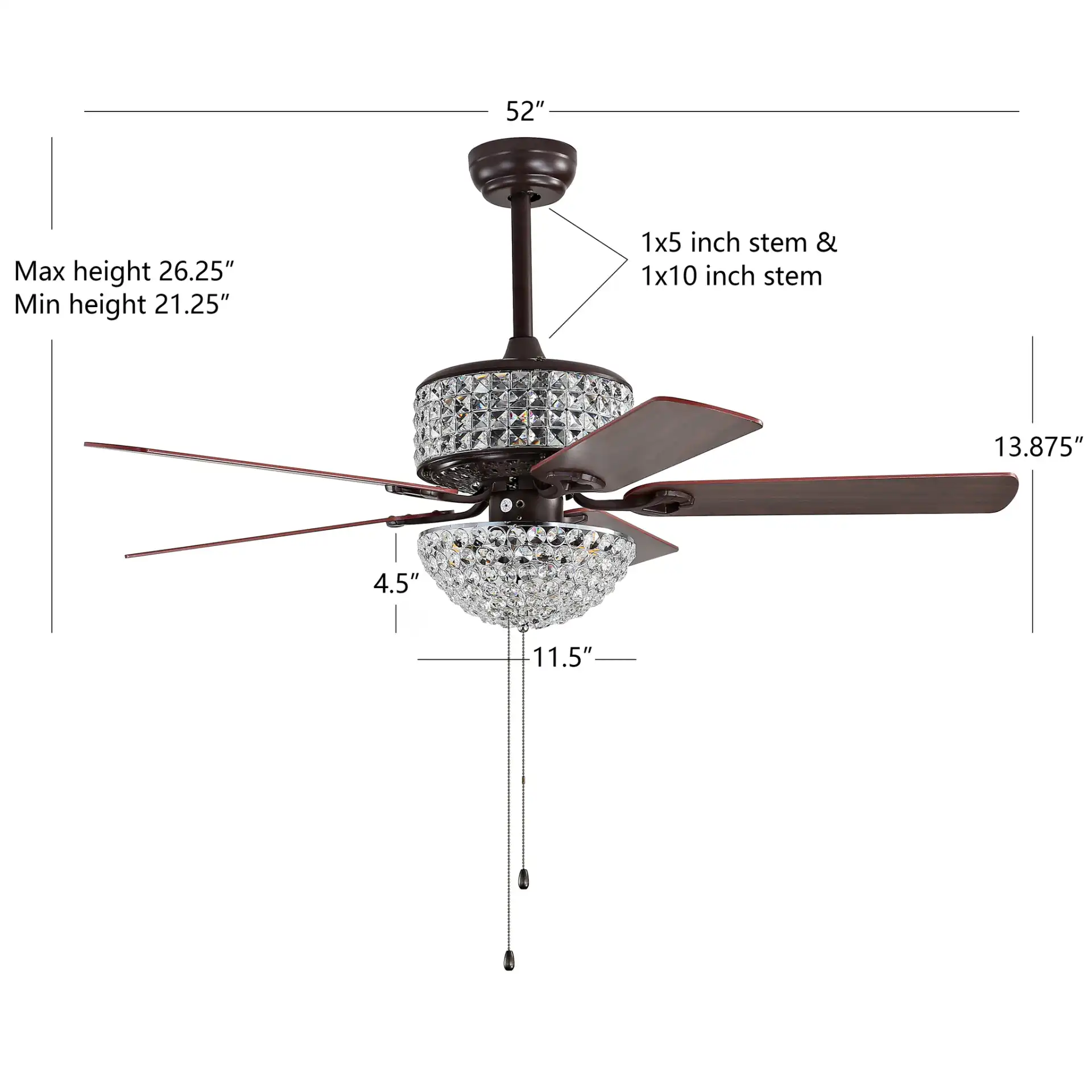 Nori Six-Light Ceiling Fan in Oil Rub Bronze, detail view