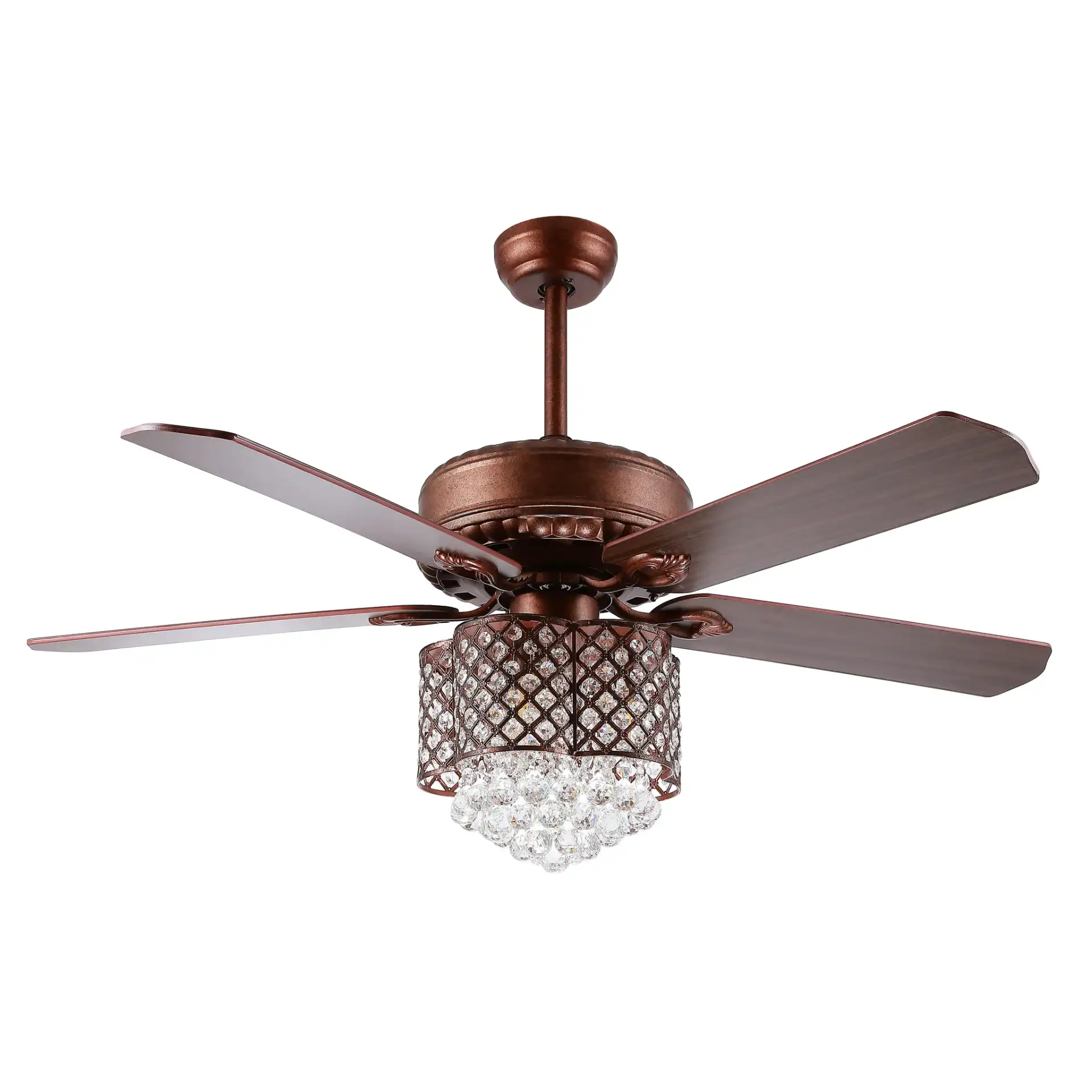Kelso Three-Light Ceiling Fan in Bronze, detail view