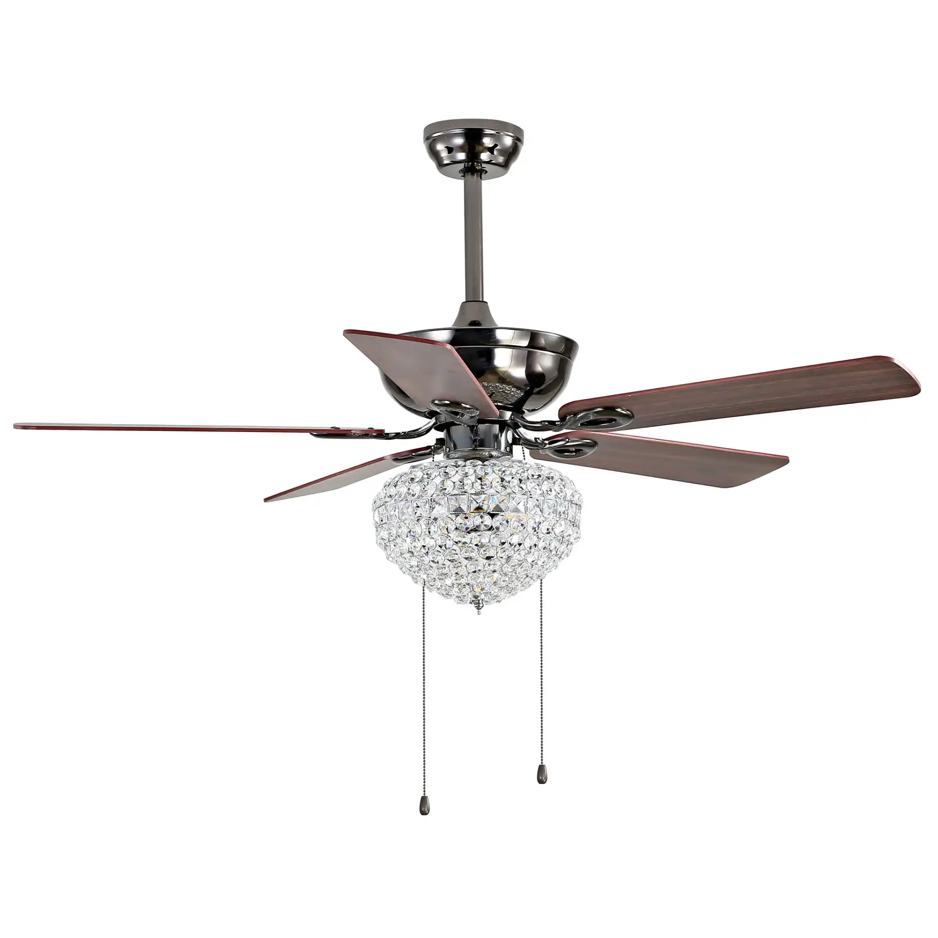 Korla Three-Light Ceiling Fan in Chrome, detail view
