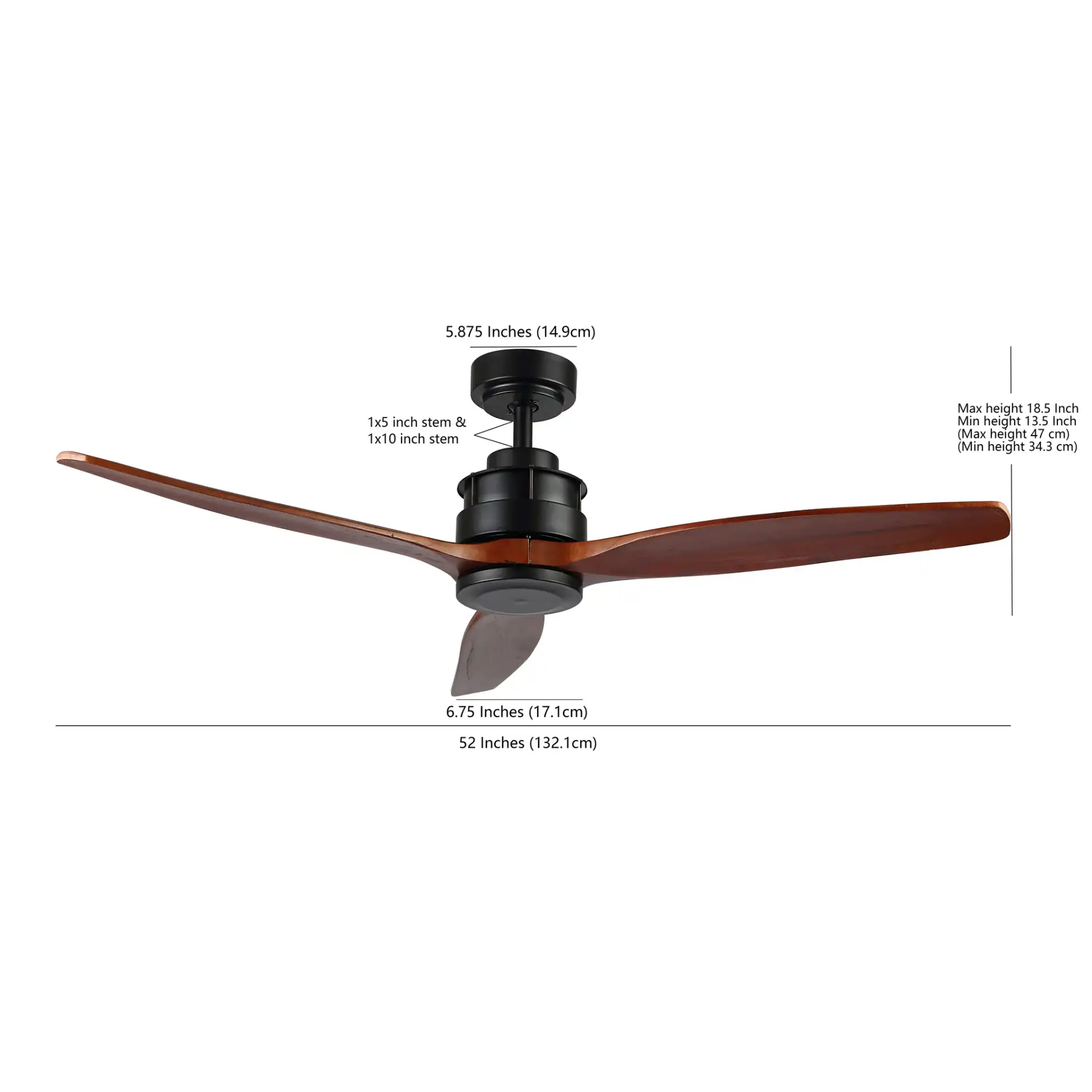 Farla Ceiling Fan in Black, detail view