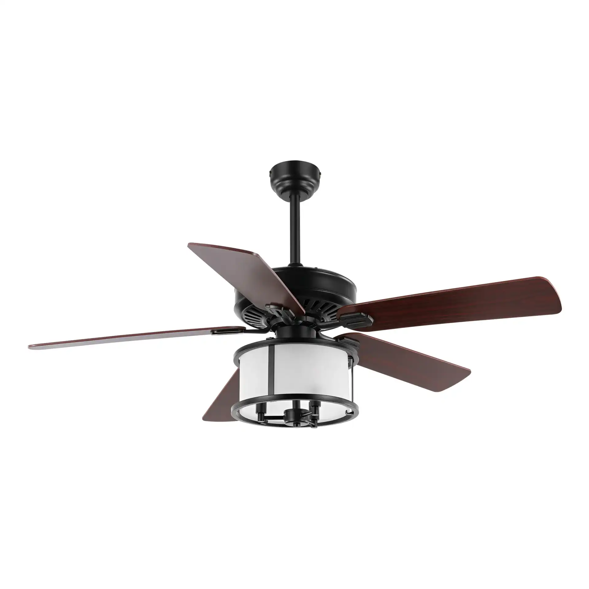 Kristos Three-Light Ceiling Fan in Black, detail view