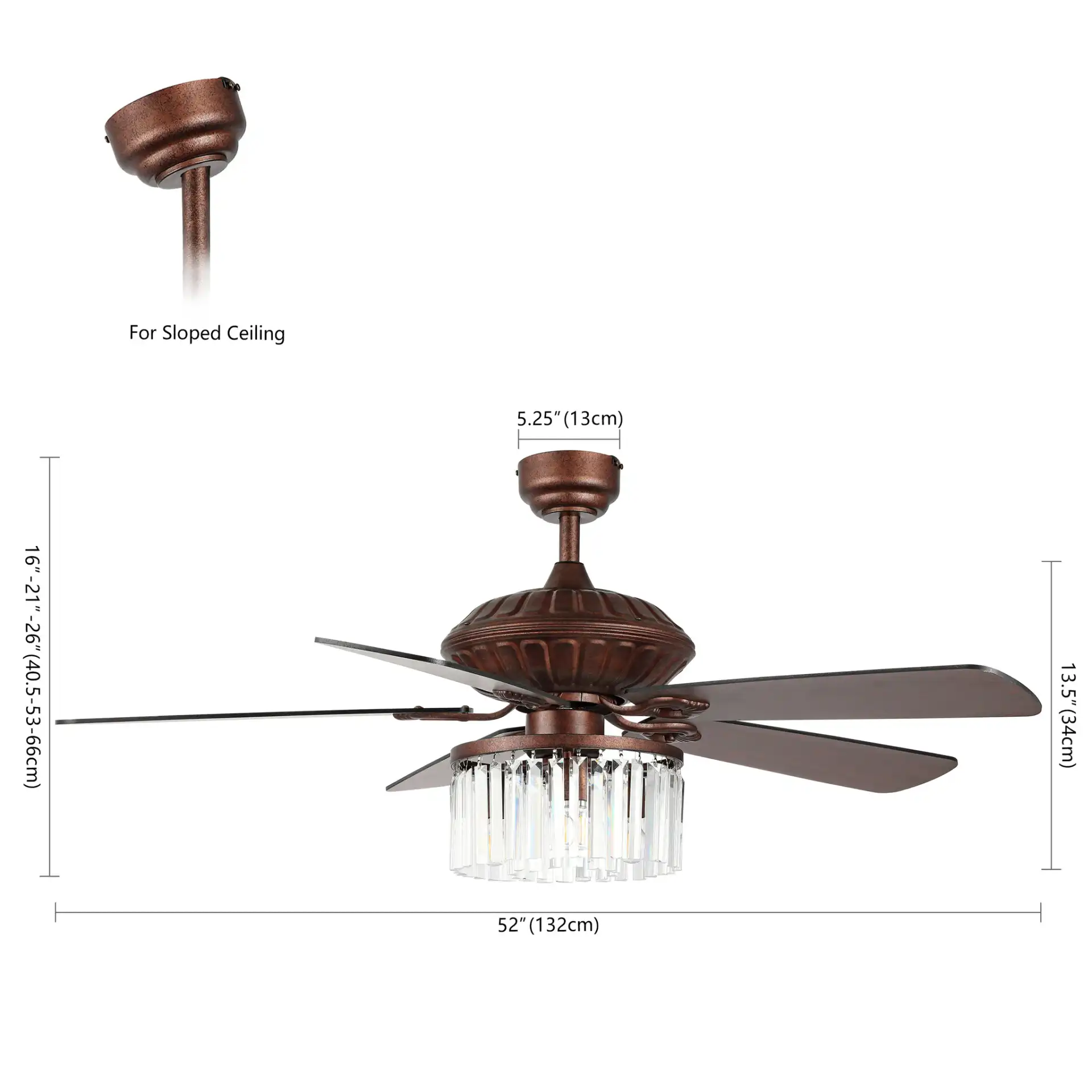Laurila Ceiling Fan in Rust, detail view