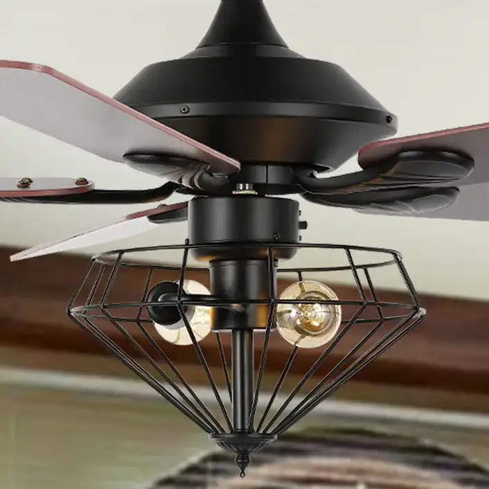 Leanne Ceiling Fan in Black in a styled room