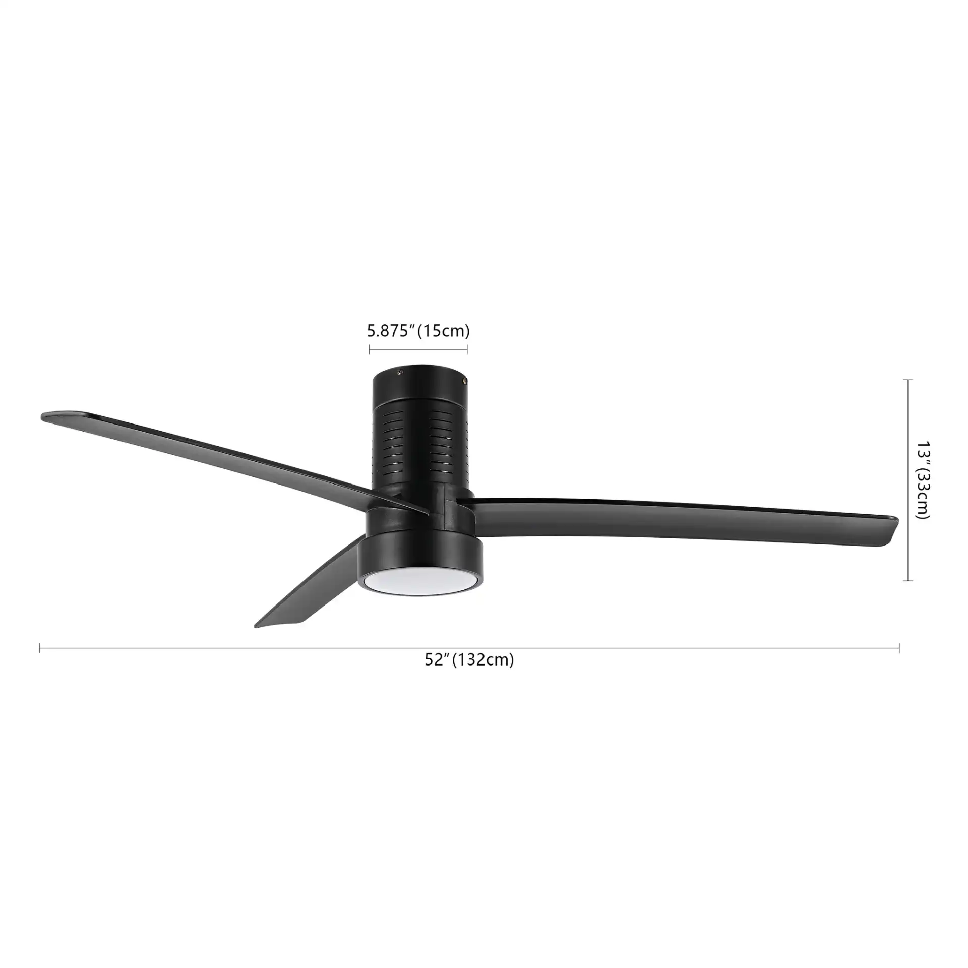 Dylas Led Ceiling Fan in Black, detail view