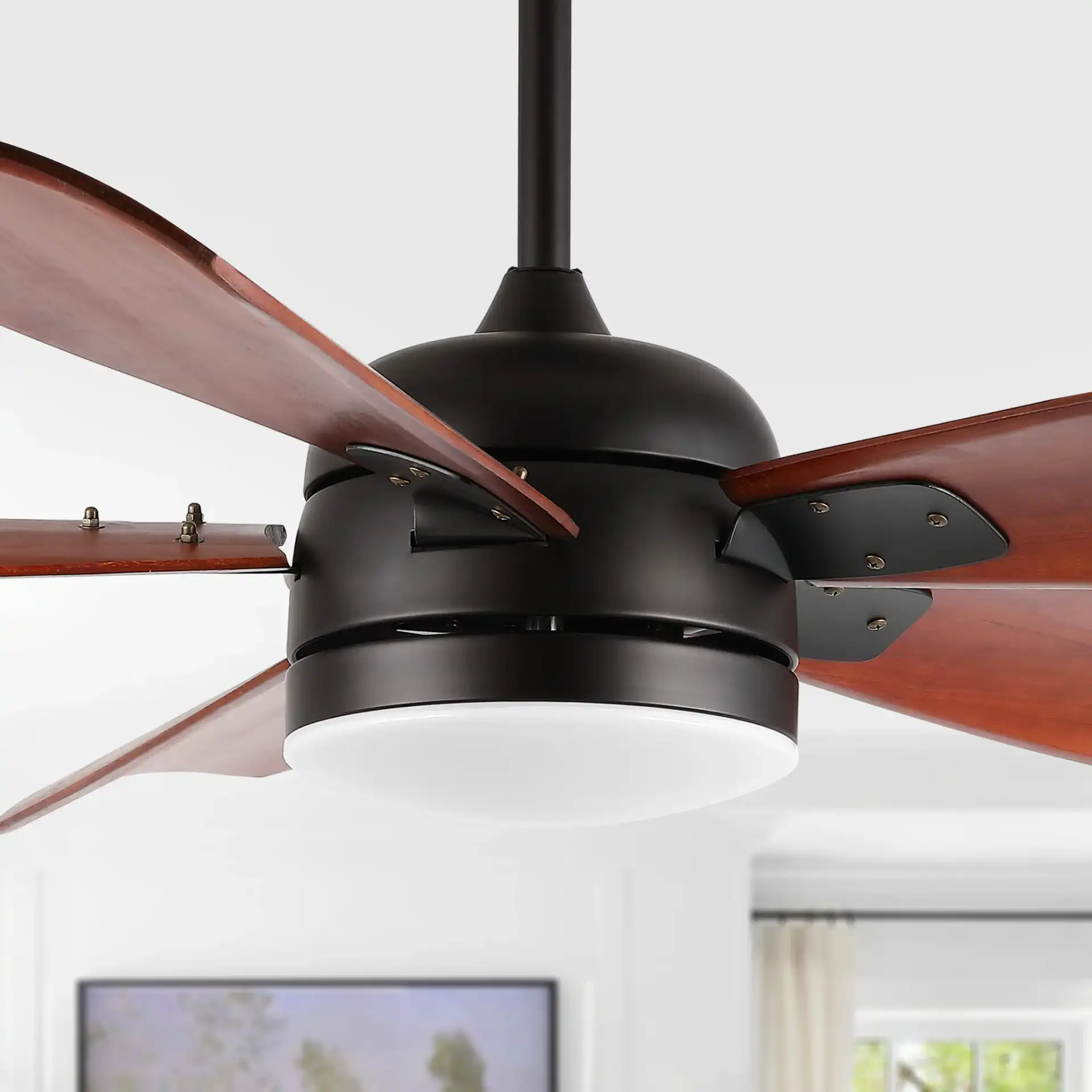 Durden Led Ceiling Fan in Black in a styled room