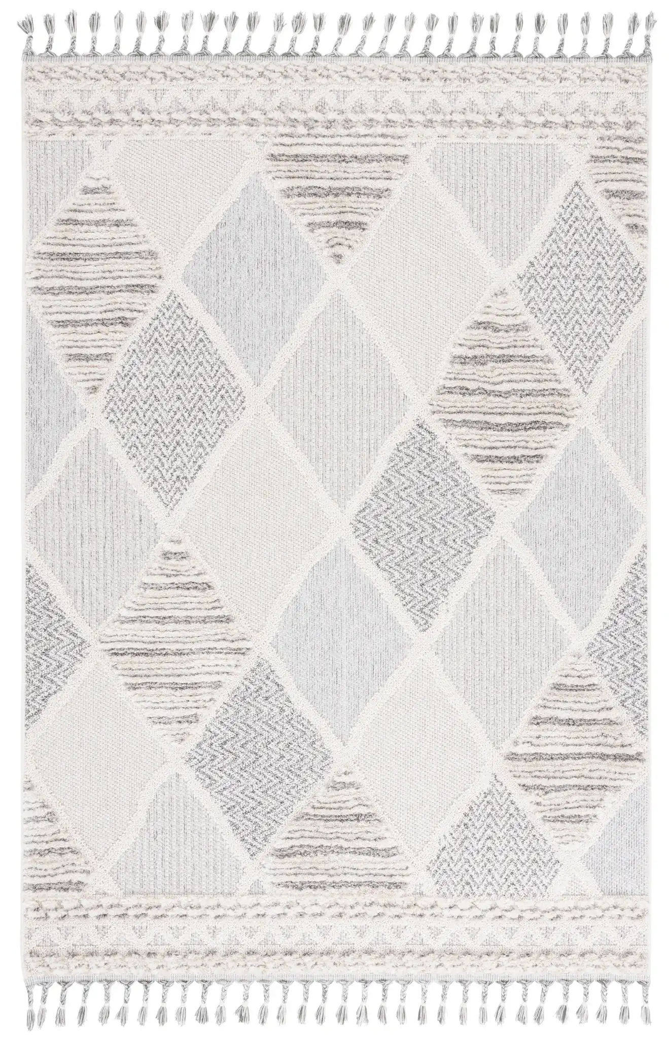 Chloe Diamond Lattice Rug in Ivory / Gray