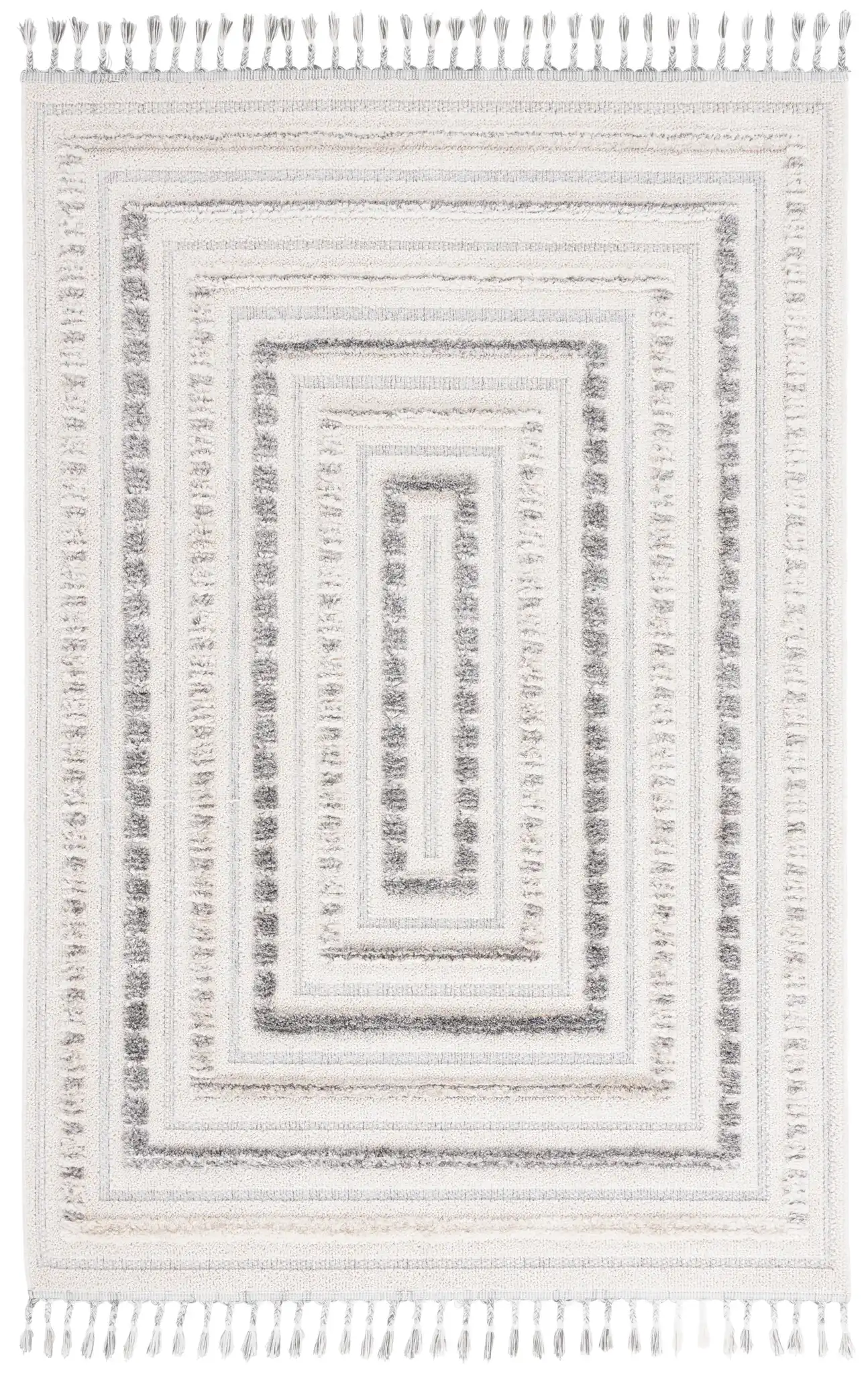 Chloe Concentric Square Rug in Ivory / Gray