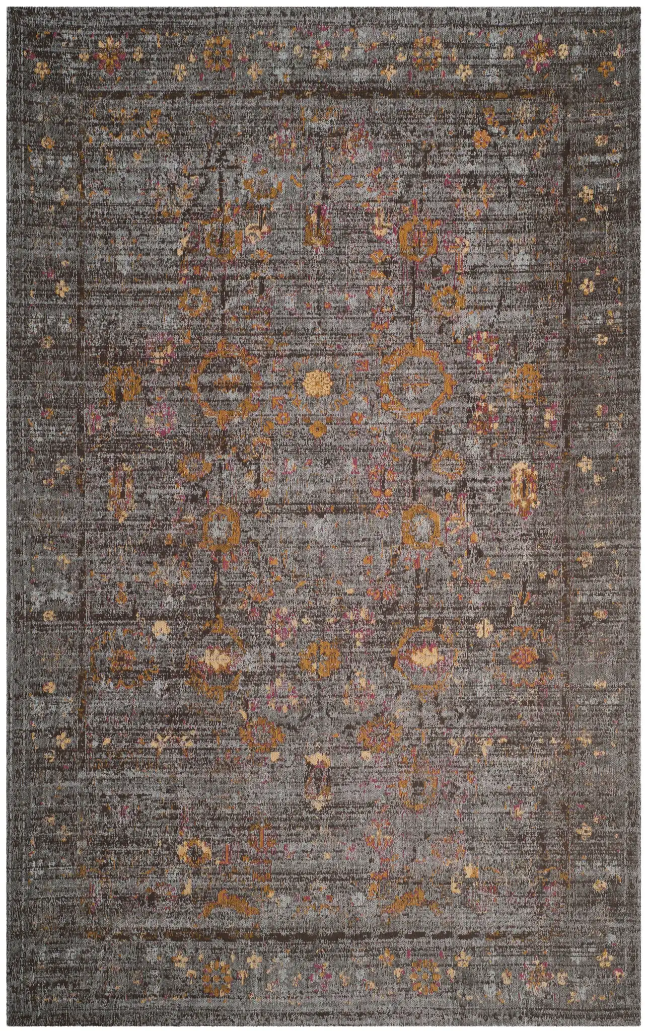 Classic Vintage Bohemian Medallion Rug in Gray / Gold