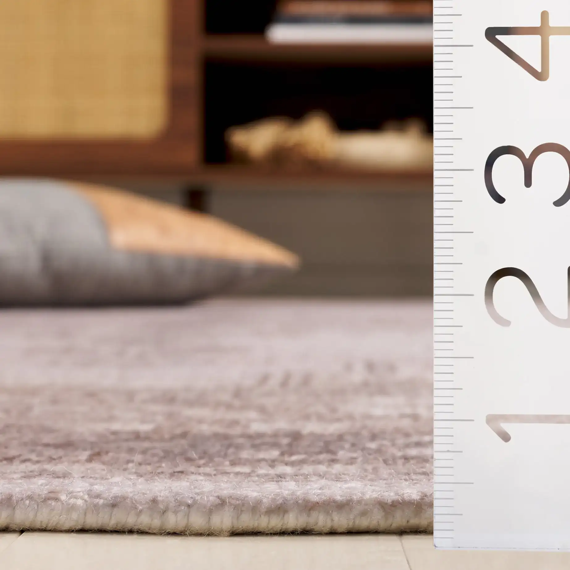 Classic Vintage Stepped Medallion Hand-Tufted Rug in Gray / Beige in a styled room
